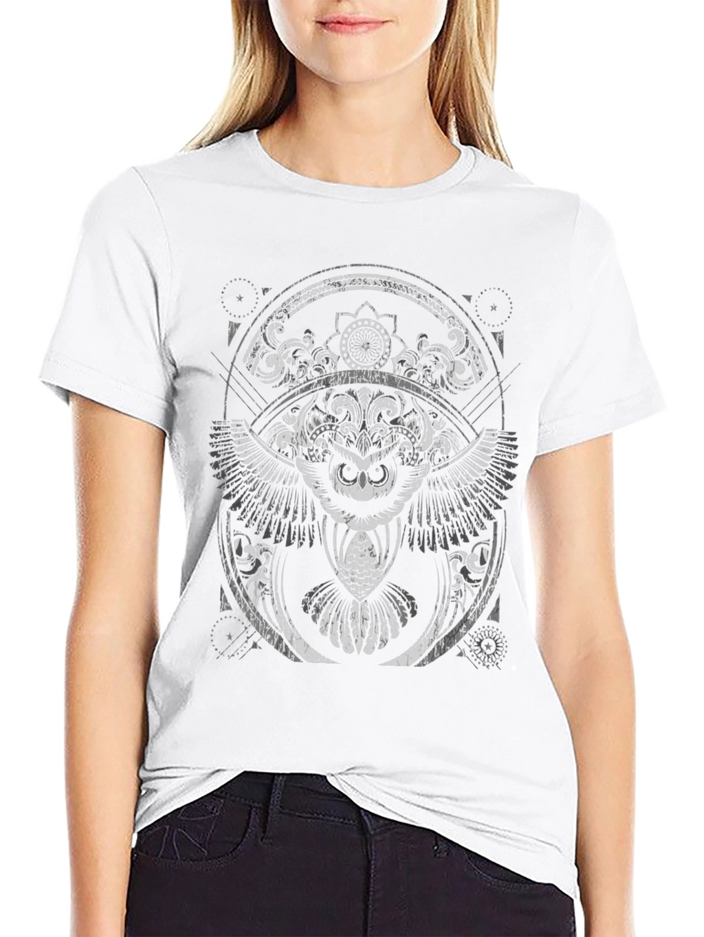 Owl Mandala Graphic Print Tee