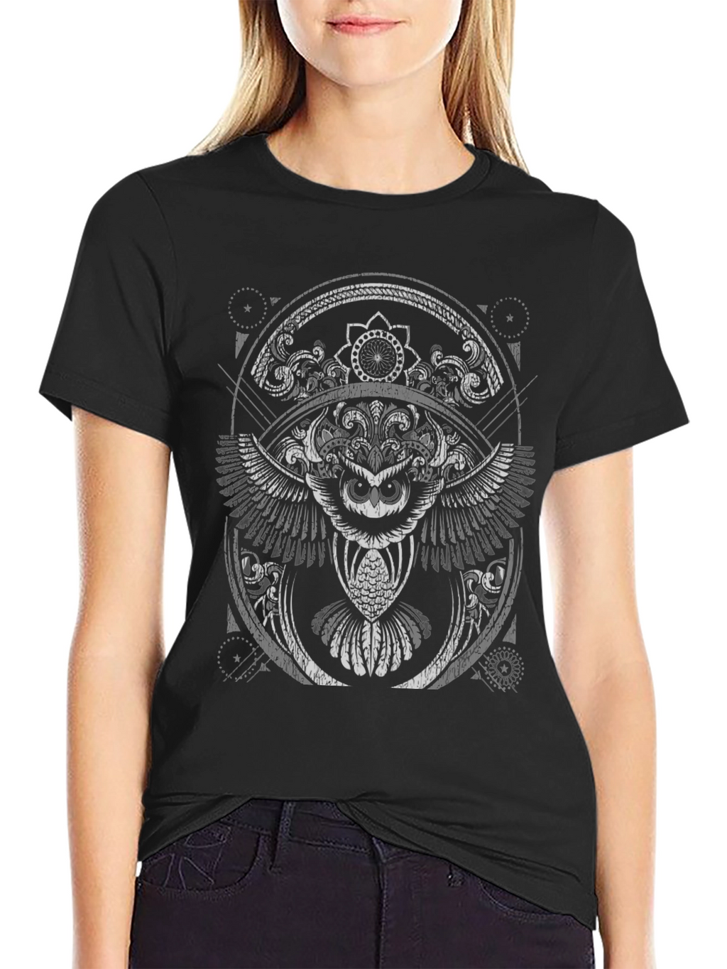 Owl Mandala Graphic Print Tee