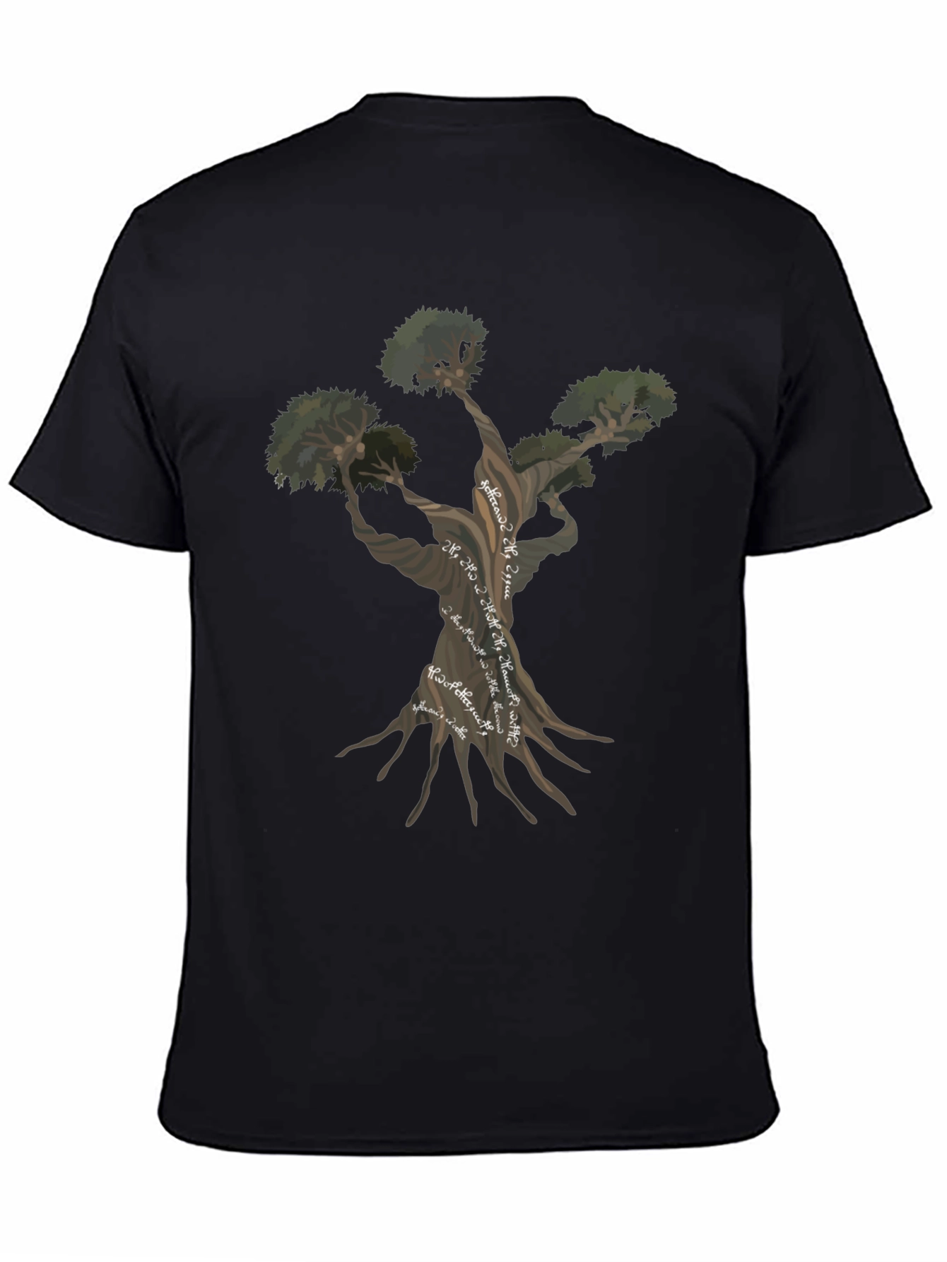 Unique Tree Graphic Black T-Shirt