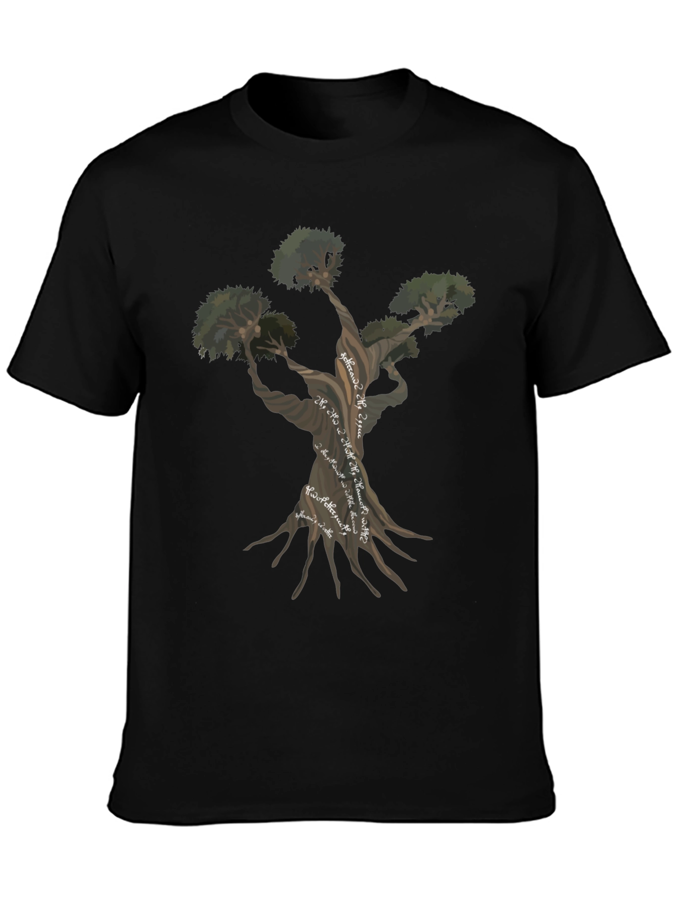 Unique Tree Graphic Black T-Shirt