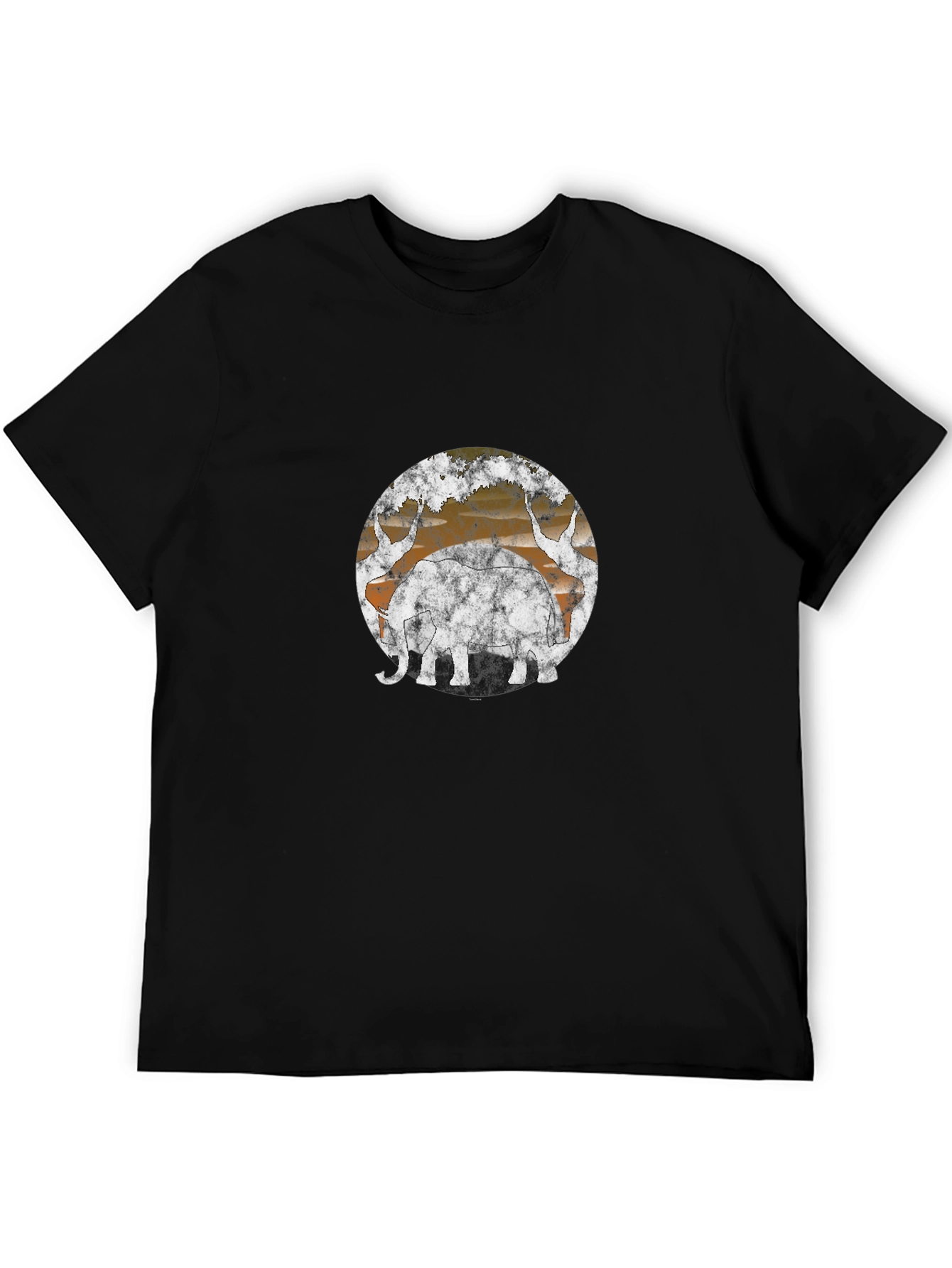 Vintage Style Elephant Graphic Tee - Black