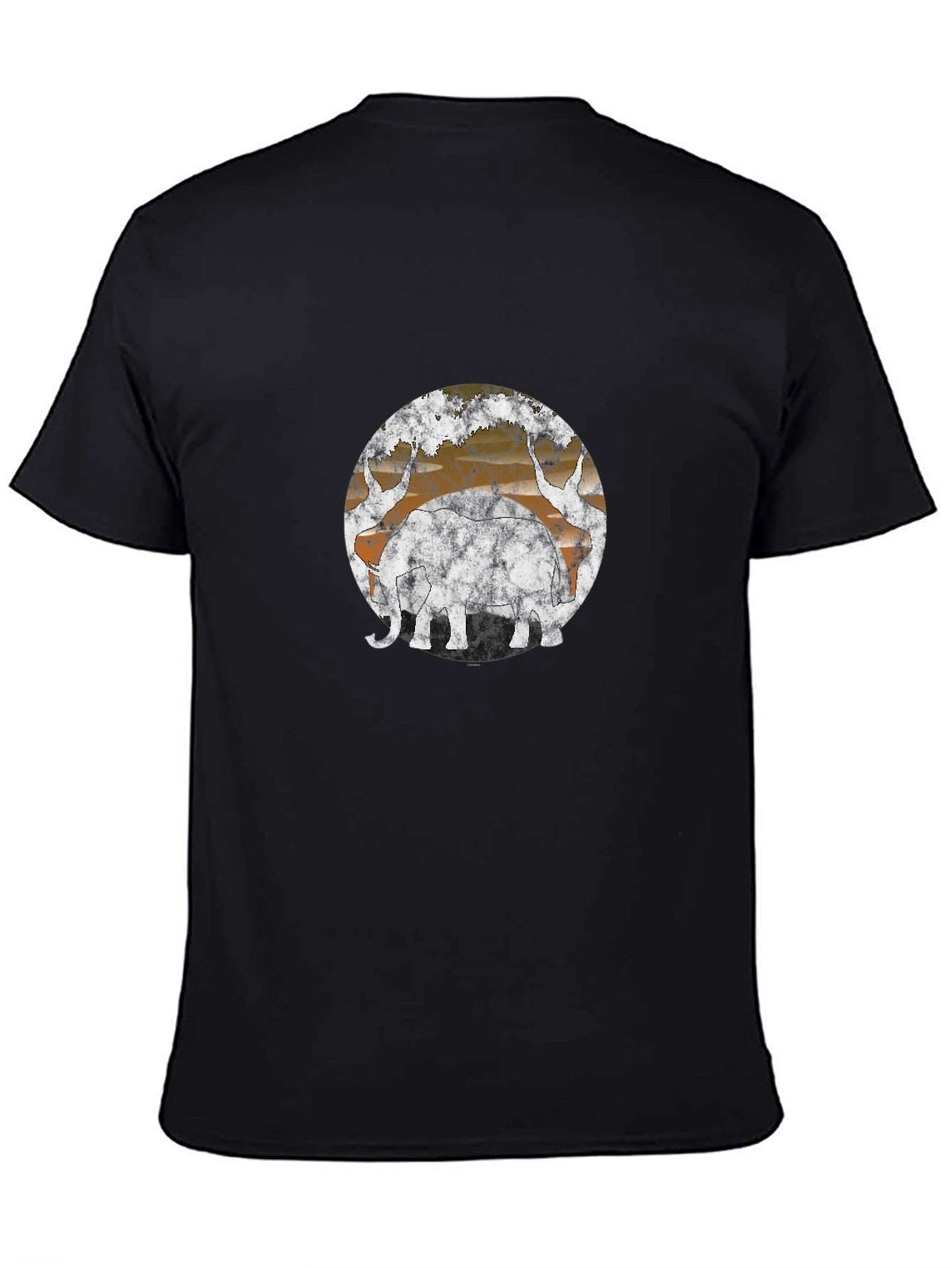 Vintage Style Elephant Graphic Tee - Black