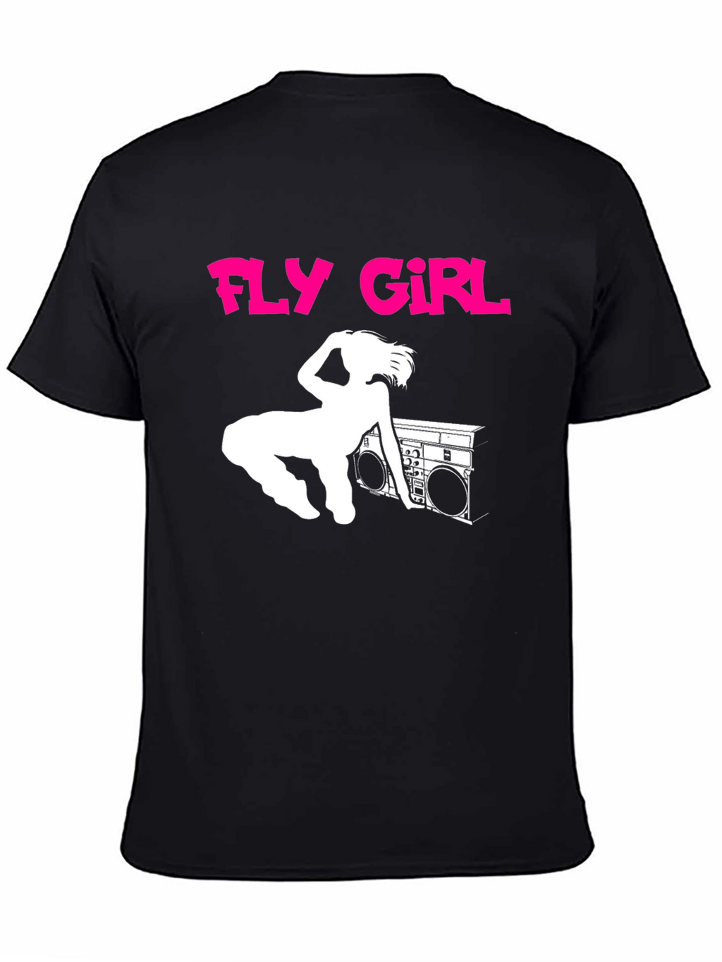 Fly Girl Tee - Retro 80s Boombox Graphic T-Shirt