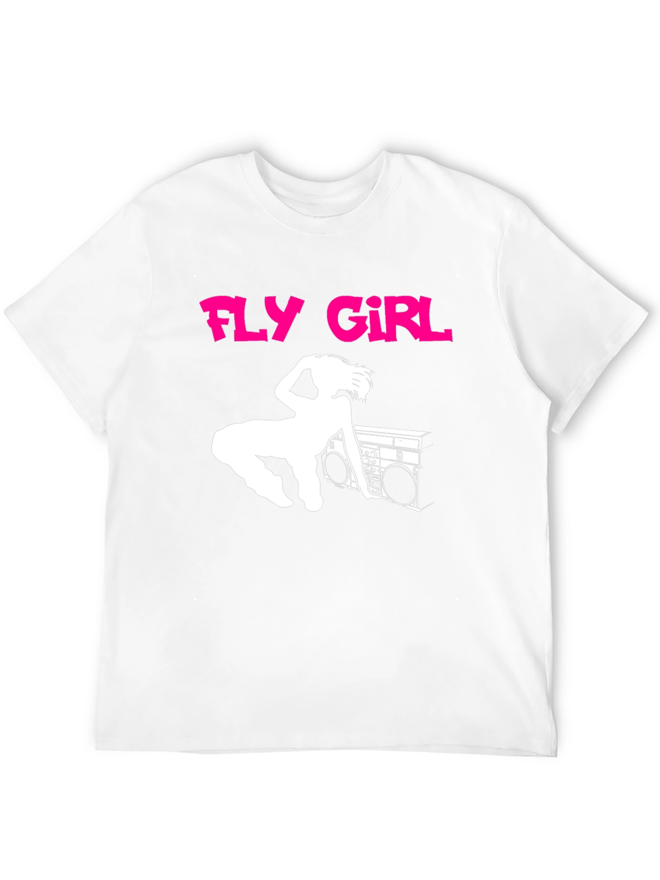 Fly Girl Tee - Retro 80s Boombox Graphic T-Shirt