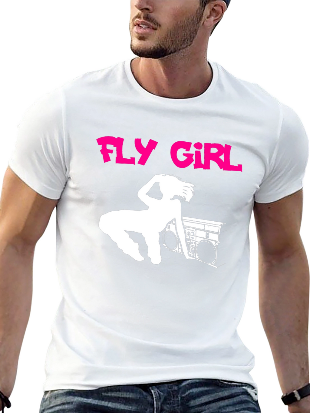 Fly Girl Tee - Retro 80s Boombox Graphic T-Shirt