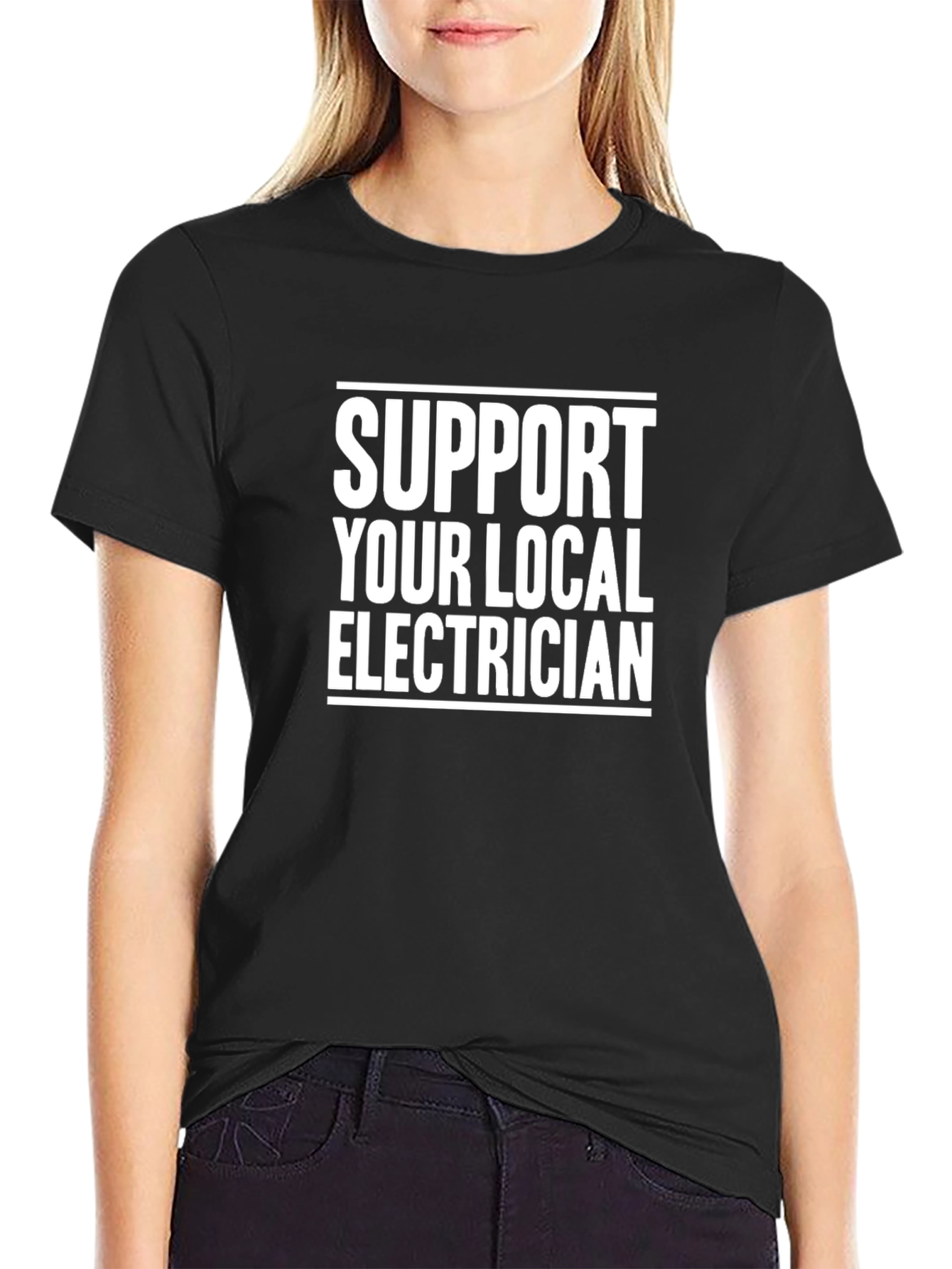 Support Your Local Electrician T-Shirt - Black