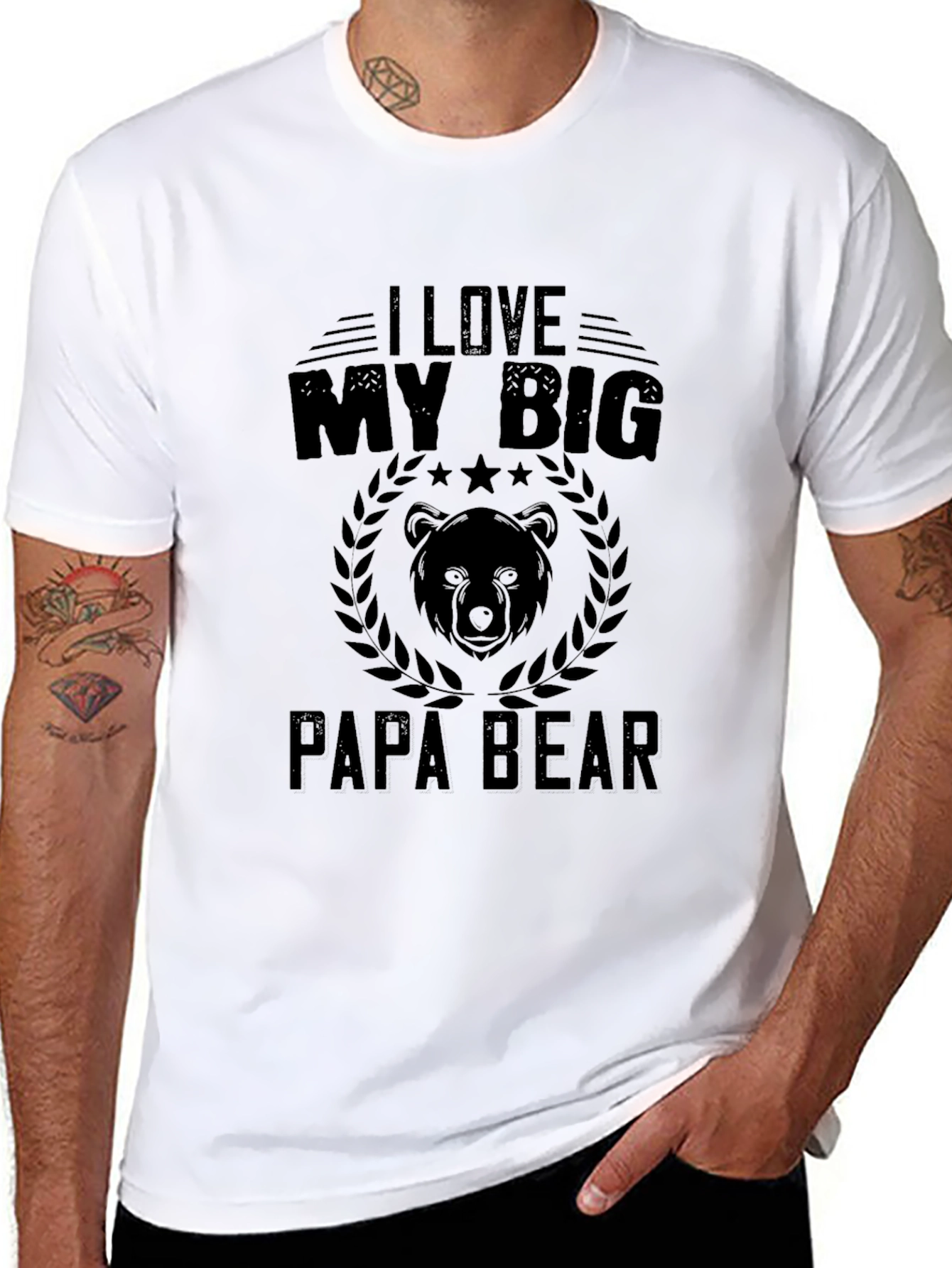I Love My Big Papa Bear Black T-Shirt