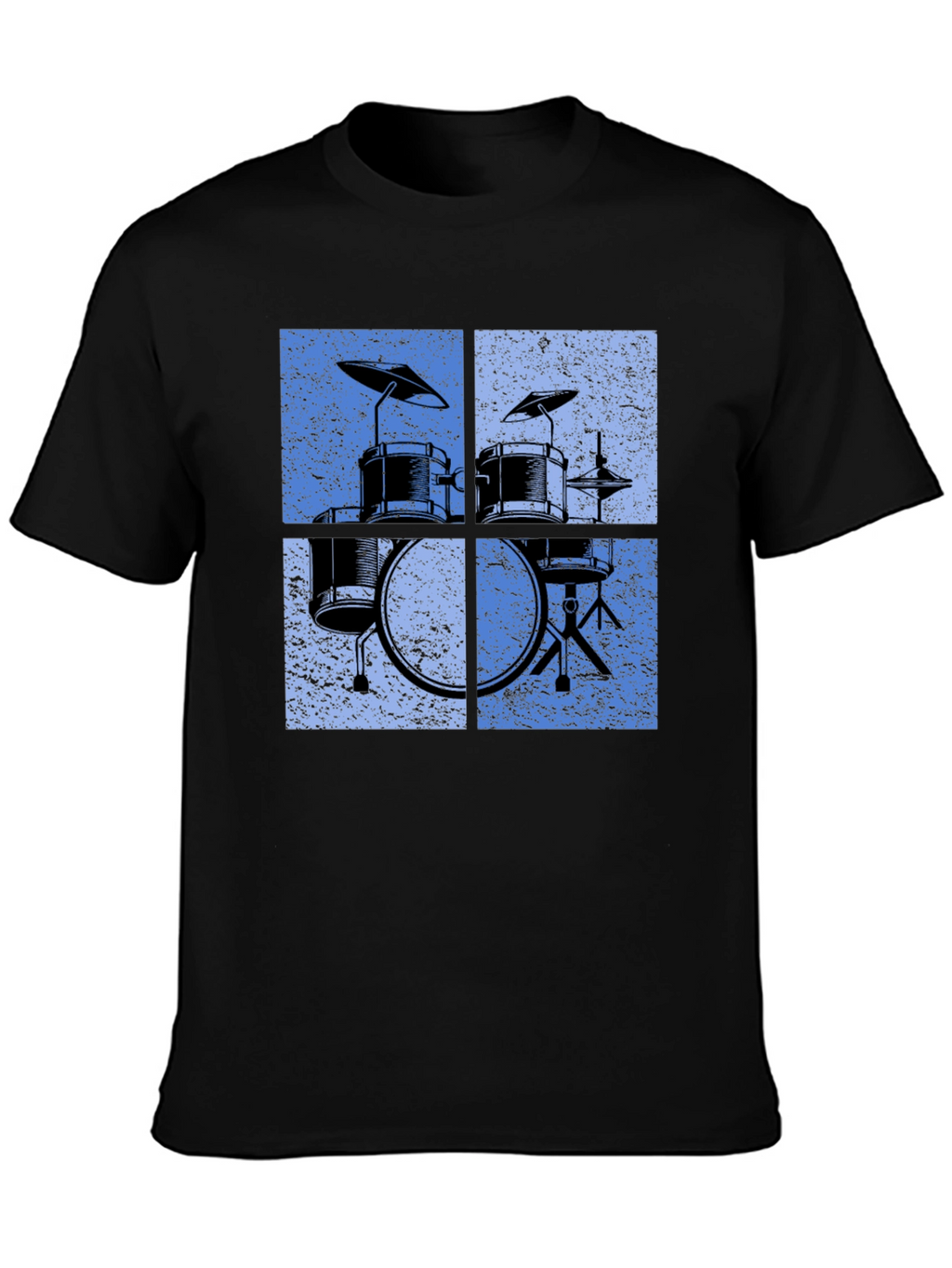 Retro Drum Set Graphic Tee - Black