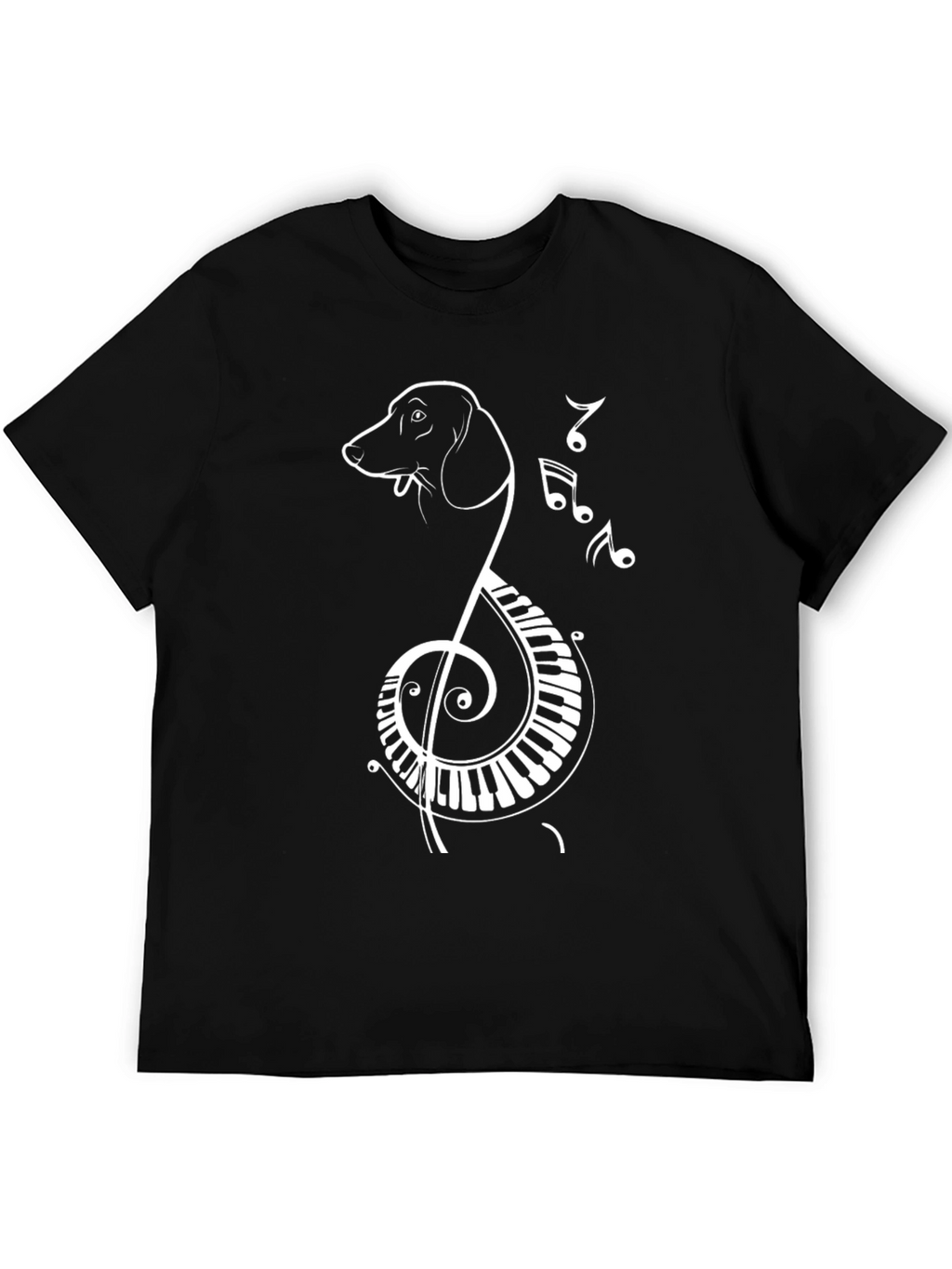 Musical Dog Graphic Tee - Black Cotton T-Shirt