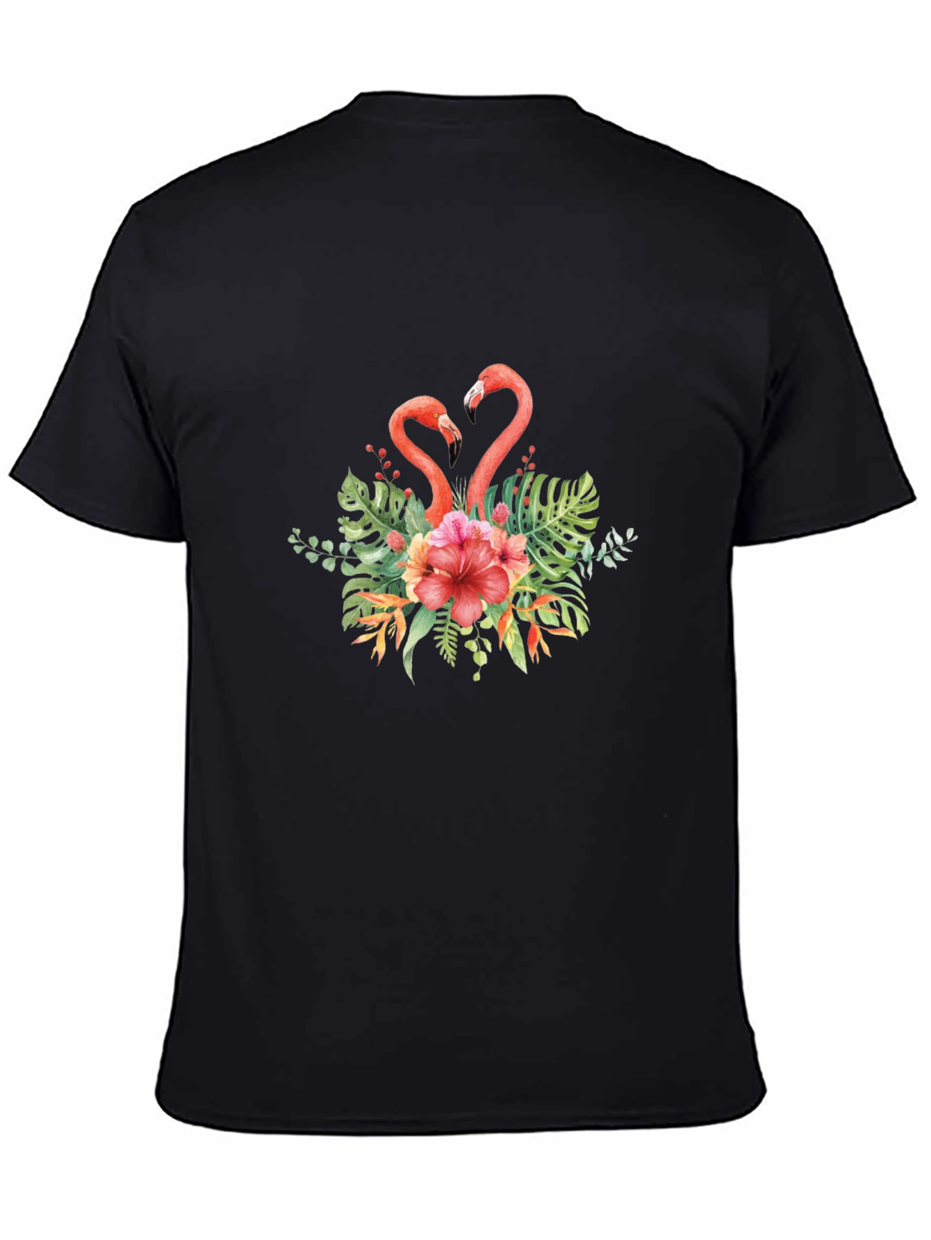 Flamingo Love Tee - Tropical Birds & Hibiscus Flower Design
