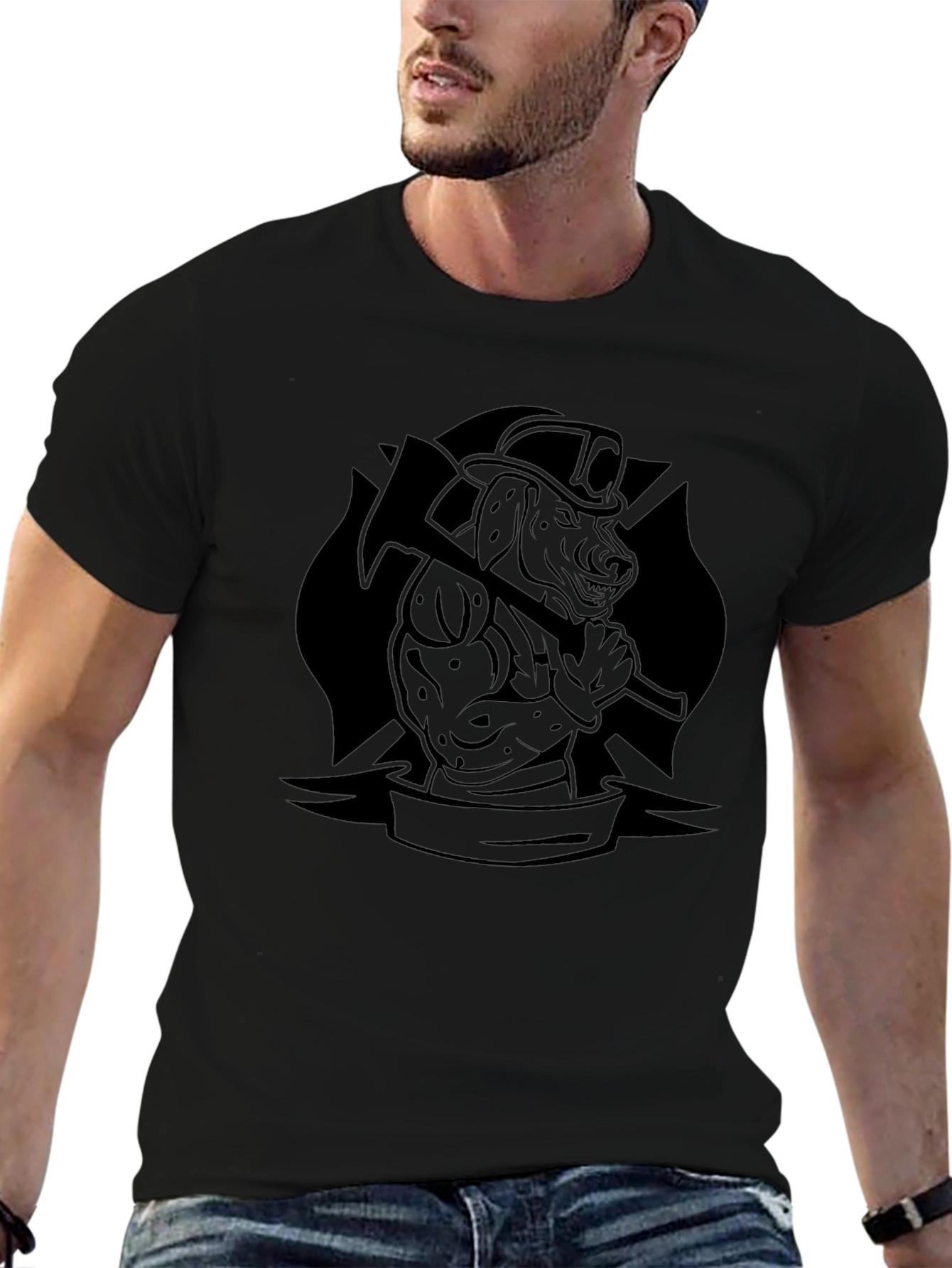 Firefighter Dog Graphic T-Shirt