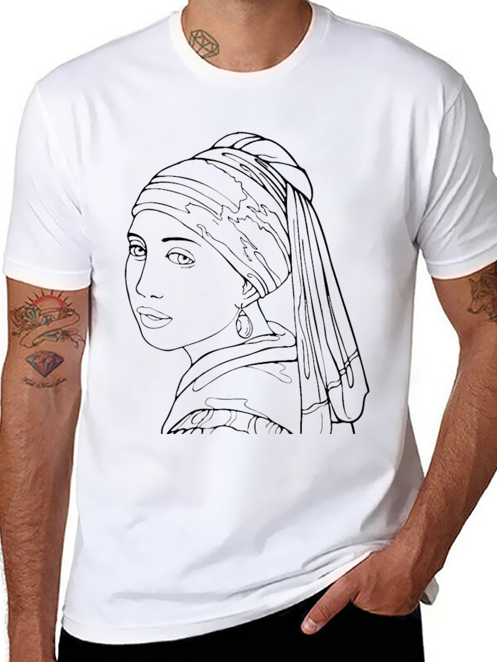 Girl with a Pearl Earring Black T-Shirt