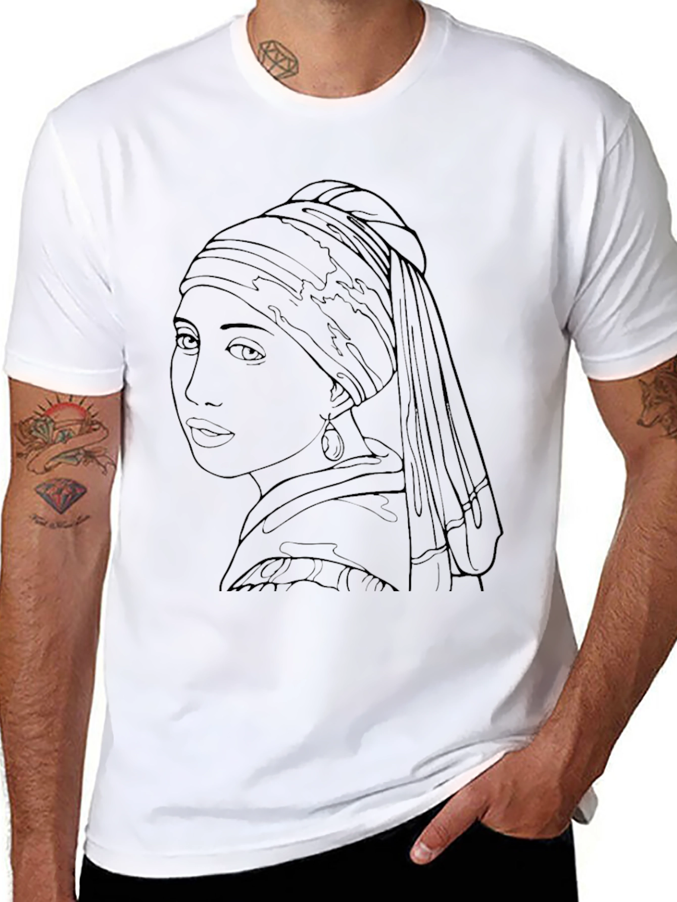 Girl with a Pearl Earring Black T-Shirt