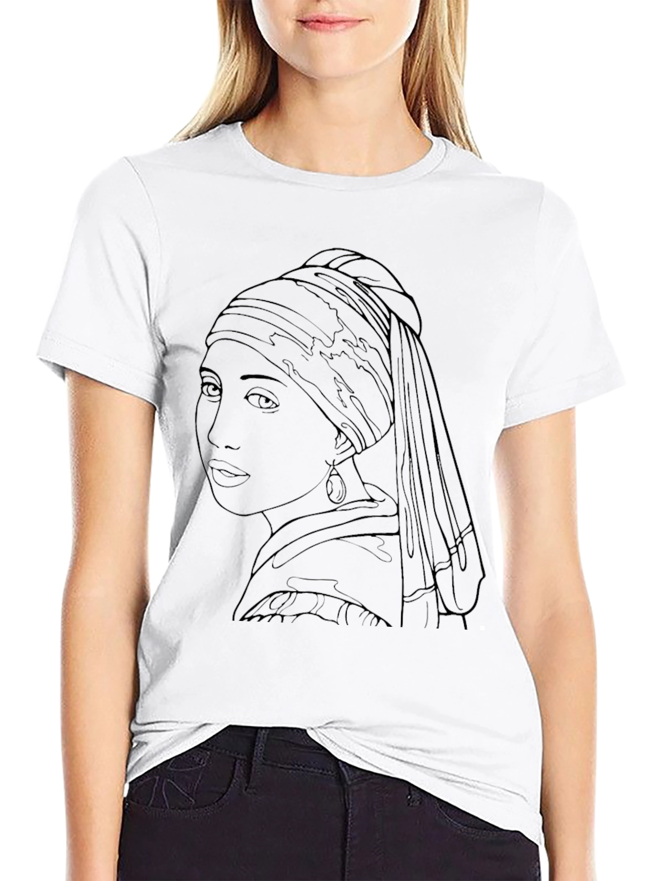 Girl with a Pearl Earring Black T-Shirt
