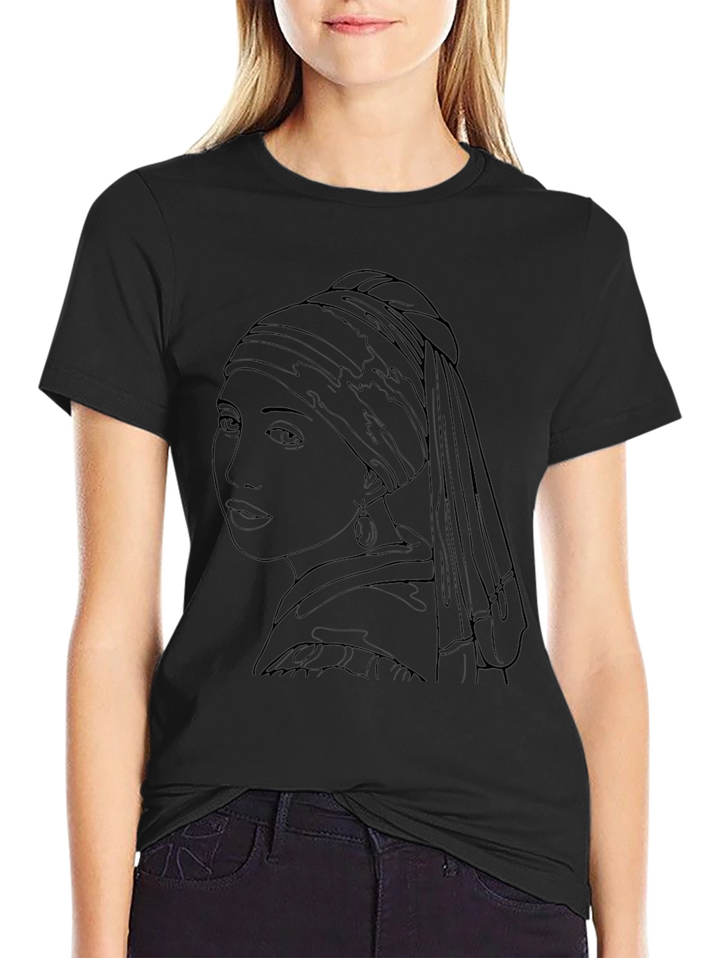 Girl with a Pearl Earring Black T-Shirt