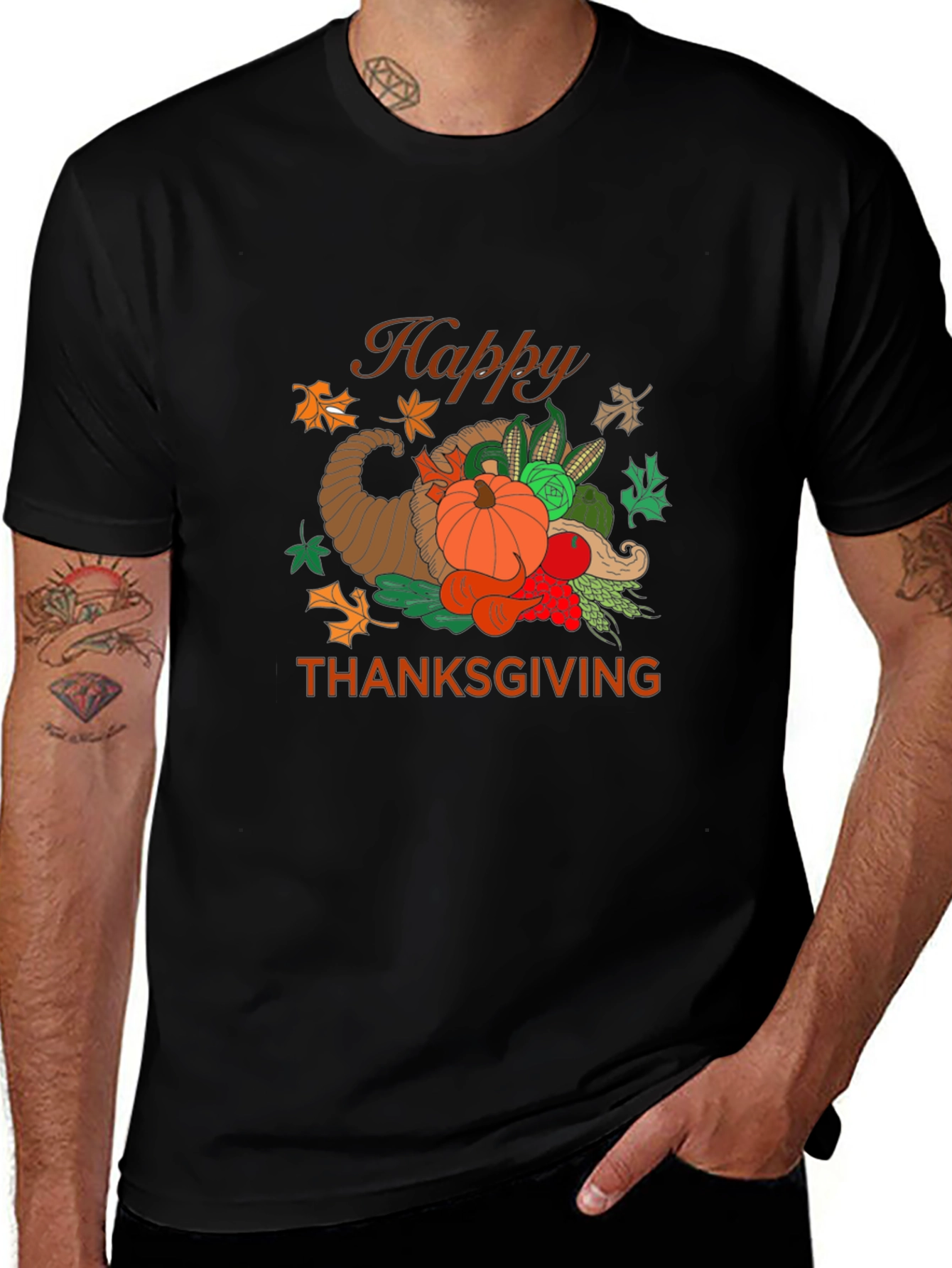 Happy Thanksgiving Graphic Print T-Shirt
