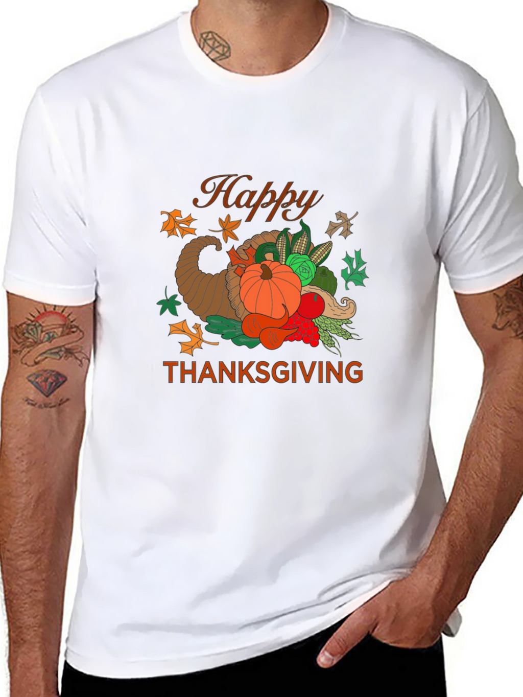 Happy Thanksgiving Graphic Print T-Shirt