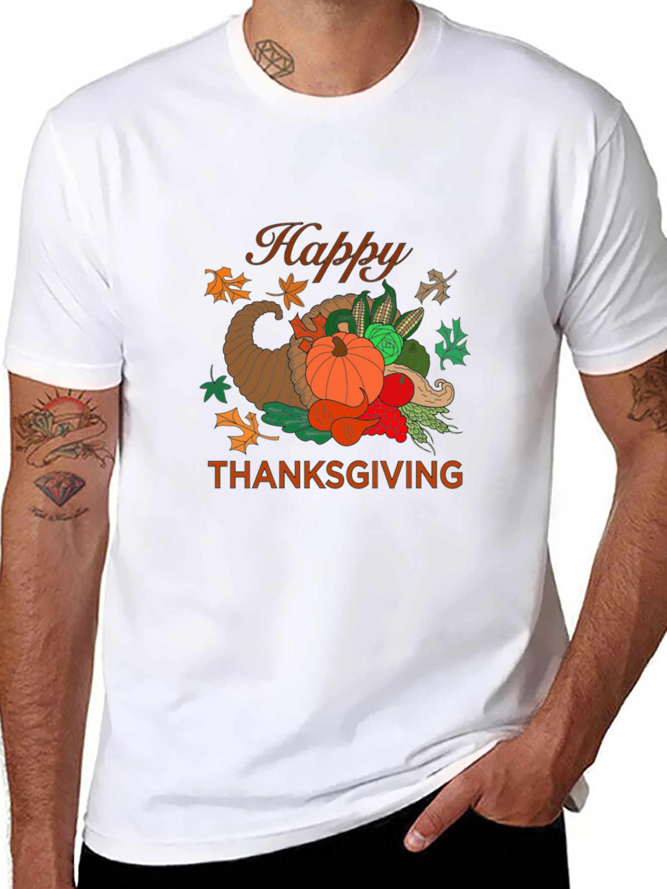 Happy Thanksgiving Graphic Print T-Shirt