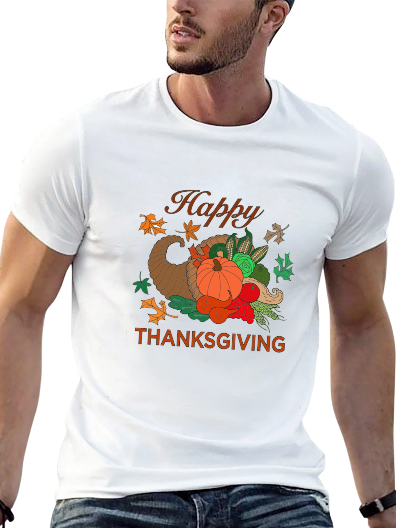 Happy Thanksgiving Graphic Print T-Shirt