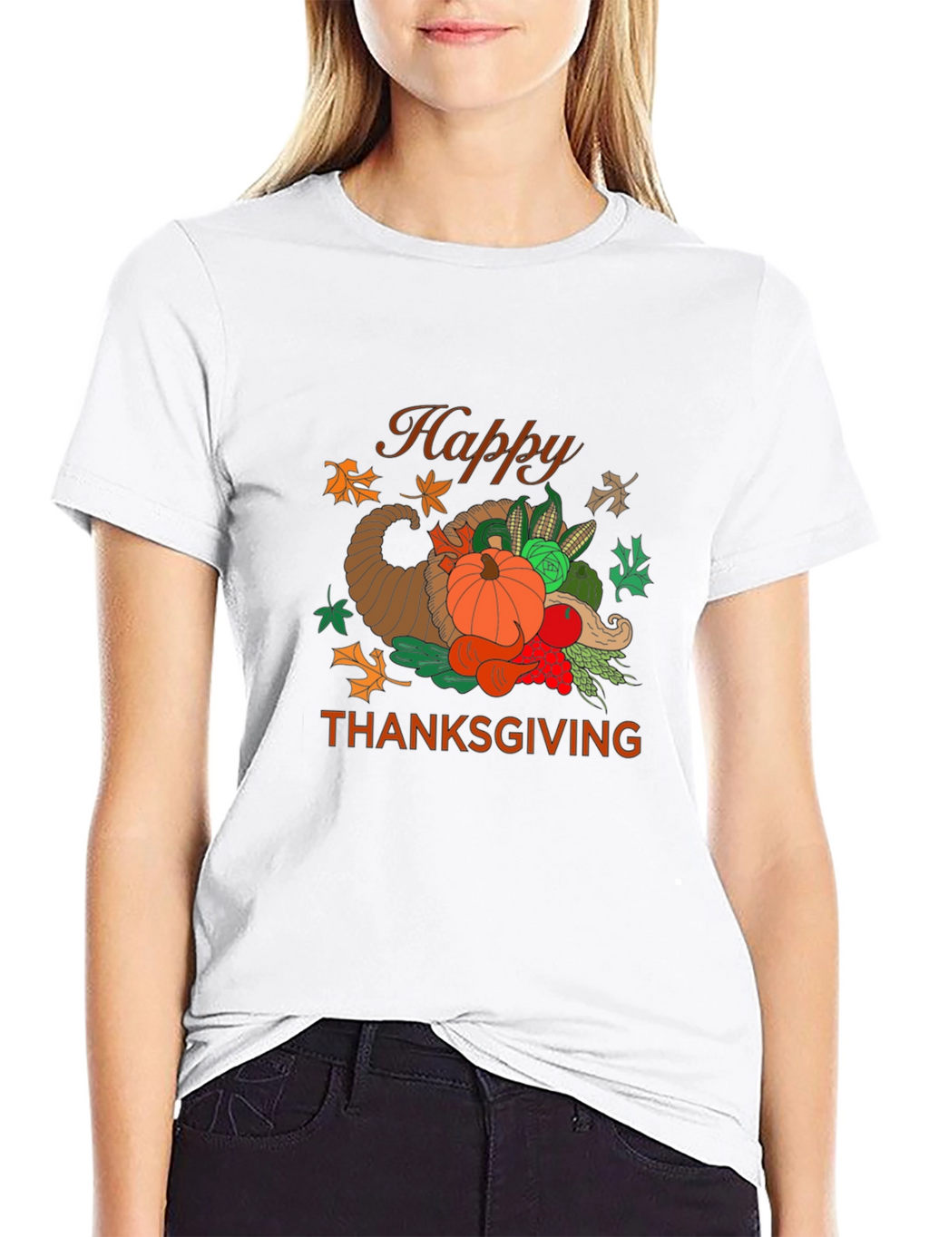 Happy Thanksgiving Graphic Print T-Shirt