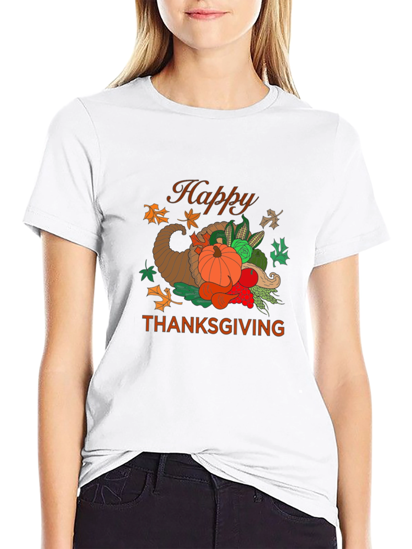 Happy Thanksgiving Graphic Print T-Shirt
