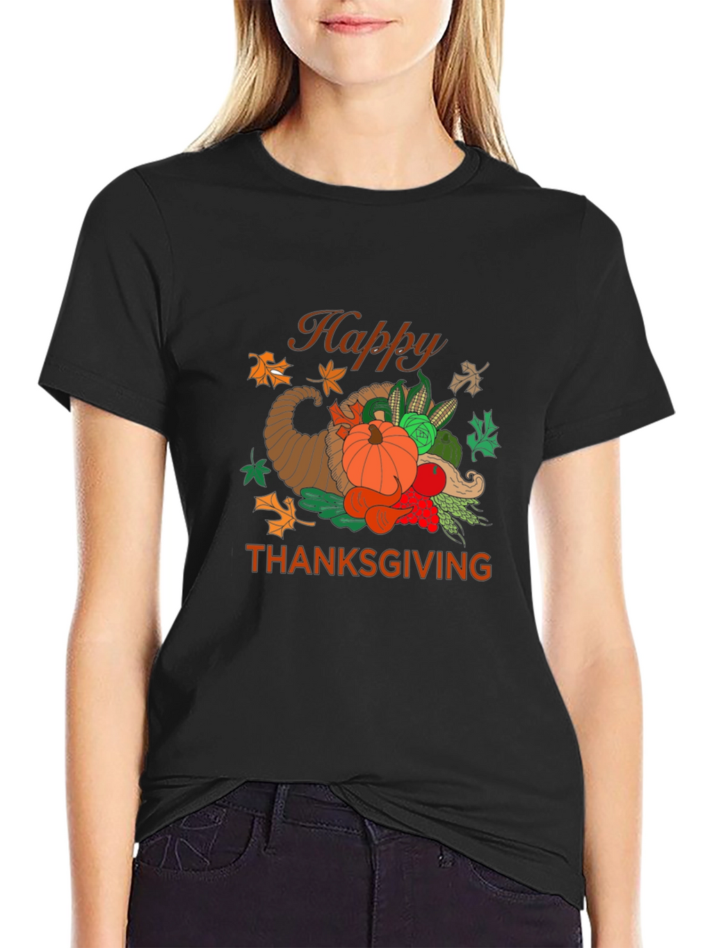 Happy Thanksgiving Graphic Print T-Shirt