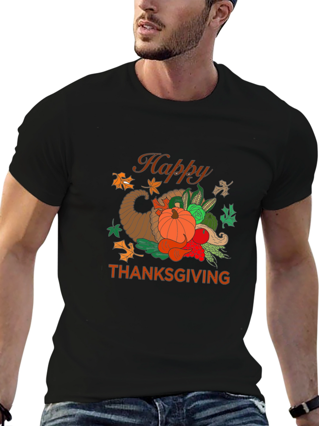Happy Thanksgiving Graphic Print T-Shirt