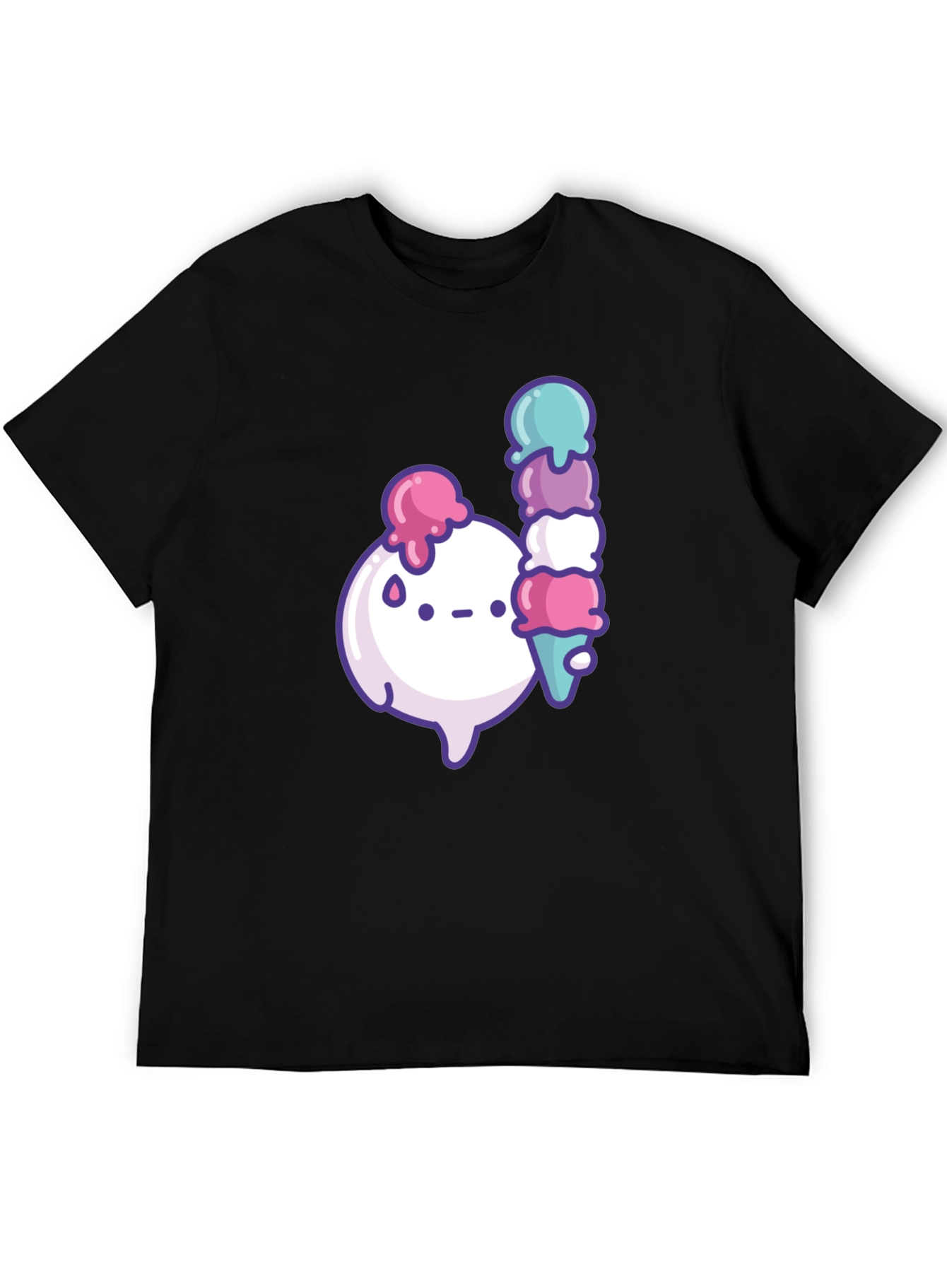 Kawaii Ice Cream Graphic Black T-Shirt
