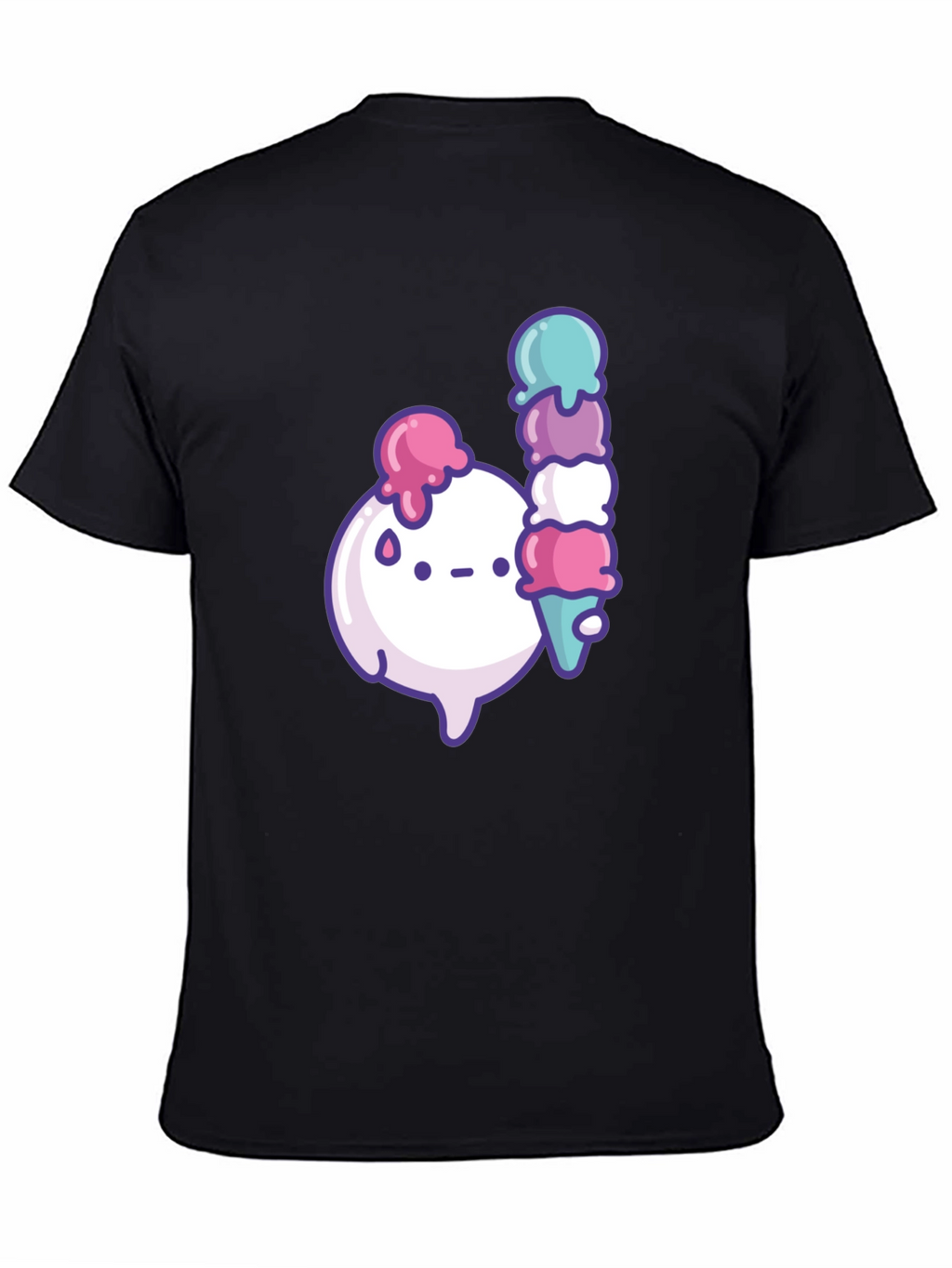 Kawaii Ice Cream Graphic Black T-Shirt