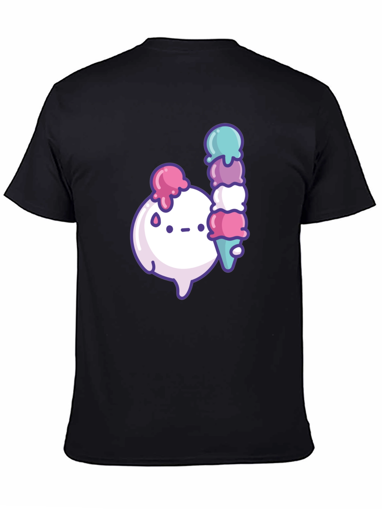 Kawaii Ice Cream Graphic Black T-Shirt