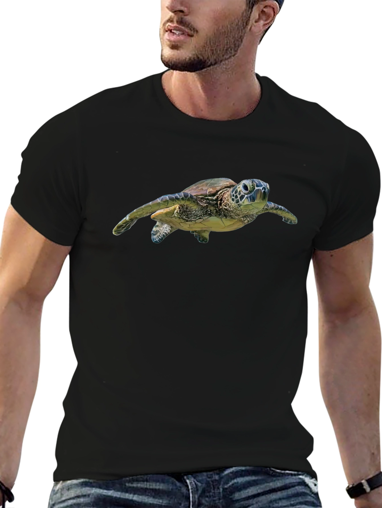 Sea Turtle Graphic T-Shirt - Black Marine Life Tee