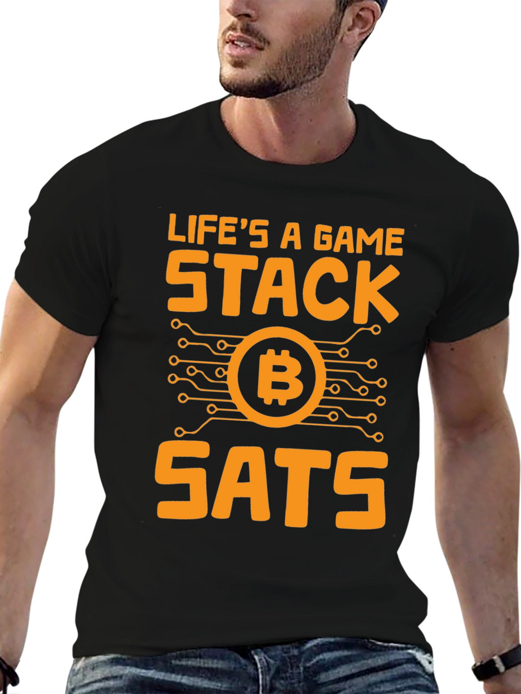 Lifes a Game Stack SATS Bitcoin T-Shirt