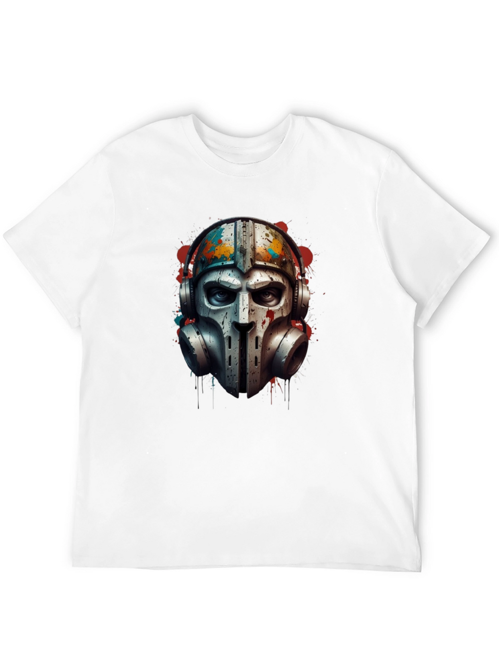 Edgy Warrior Mask Graphic Tee - Black