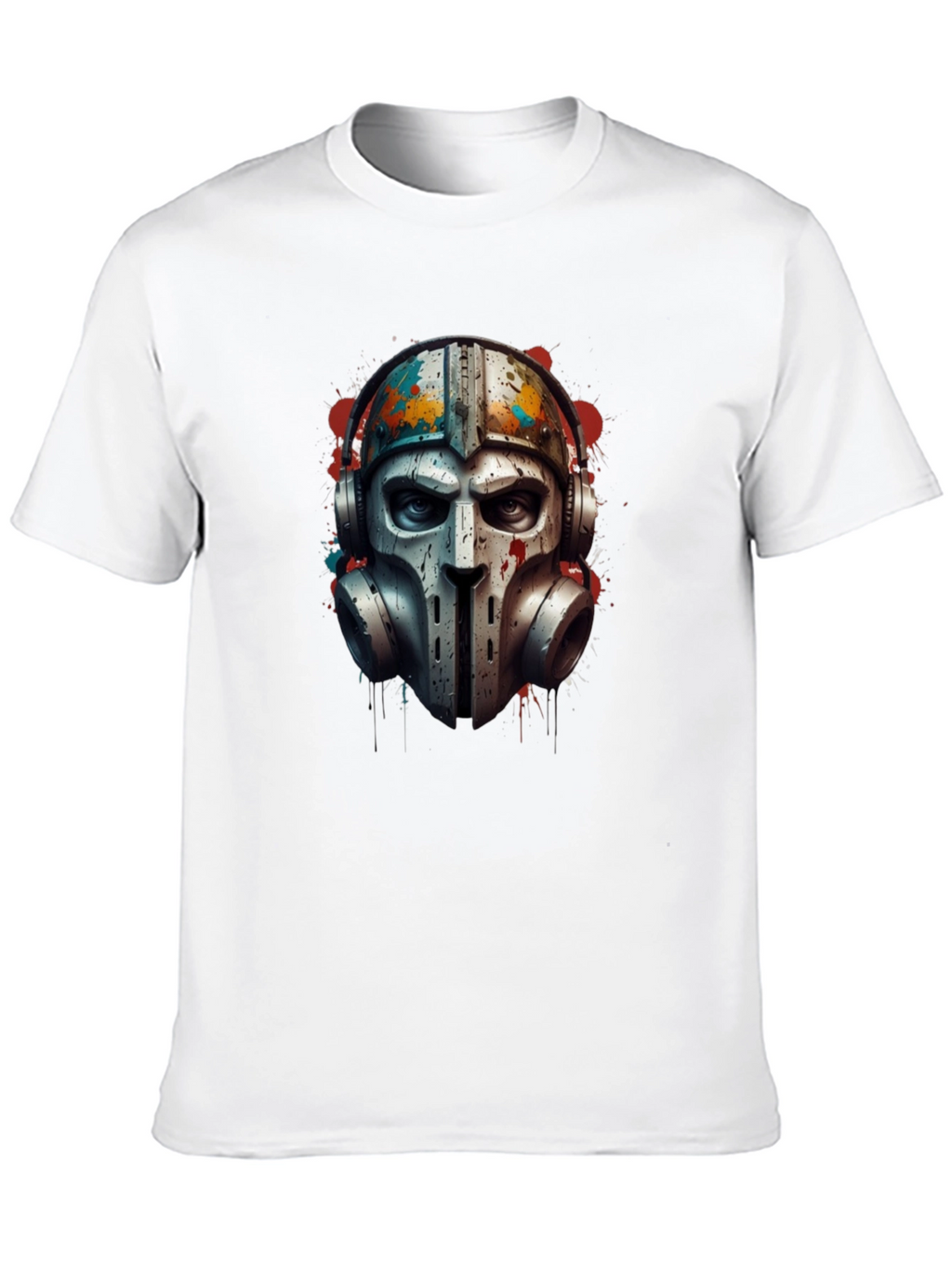 Edgy Warrior Mask Graphic Tee - Black