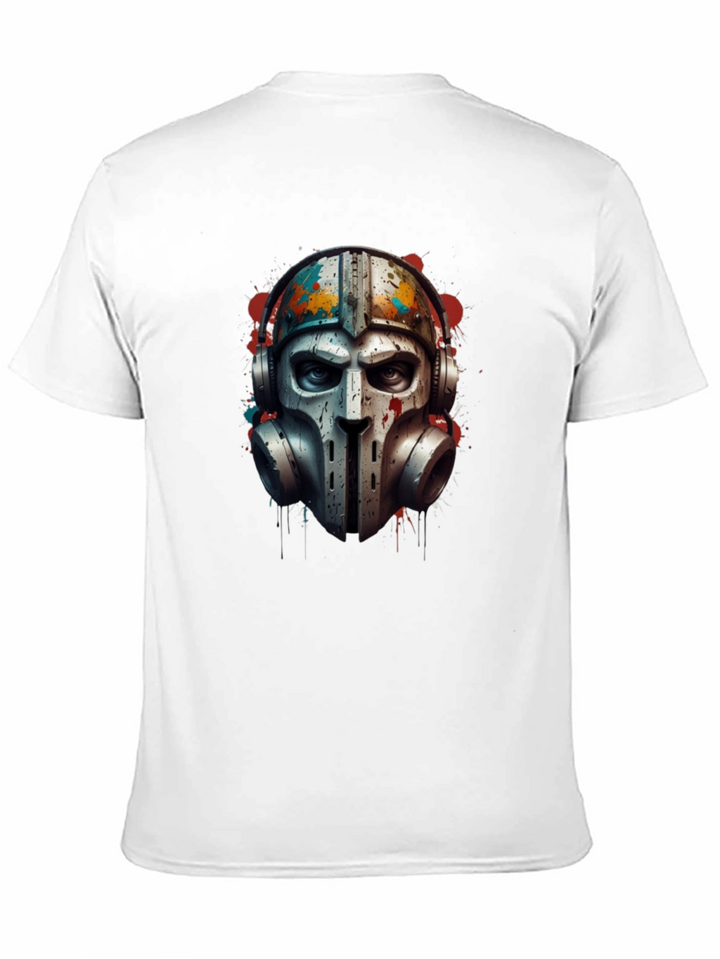 Edgy Warrior Mask Graphic Tee - Black