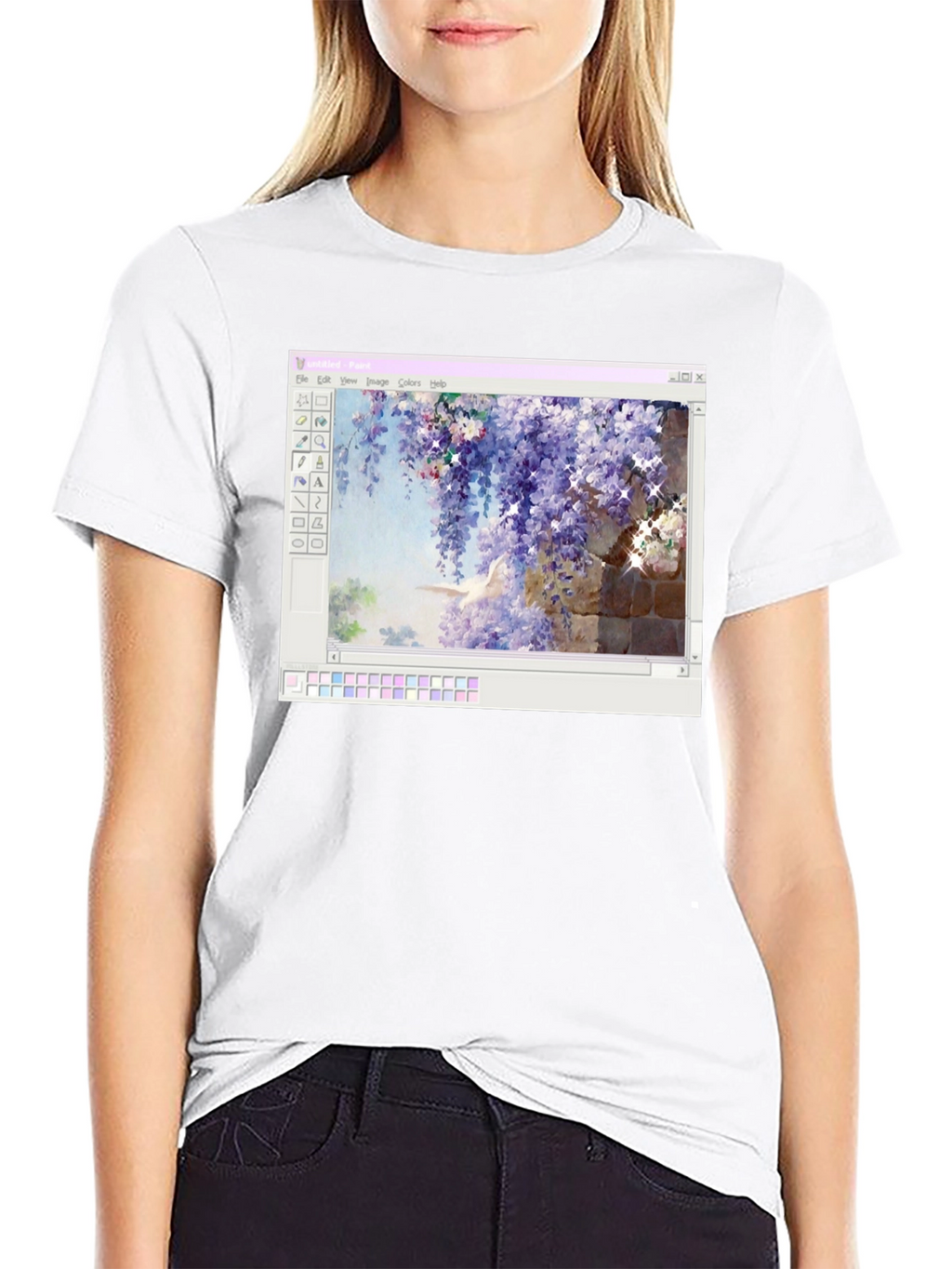 Windows Paint Wisteria Black T-Shirt