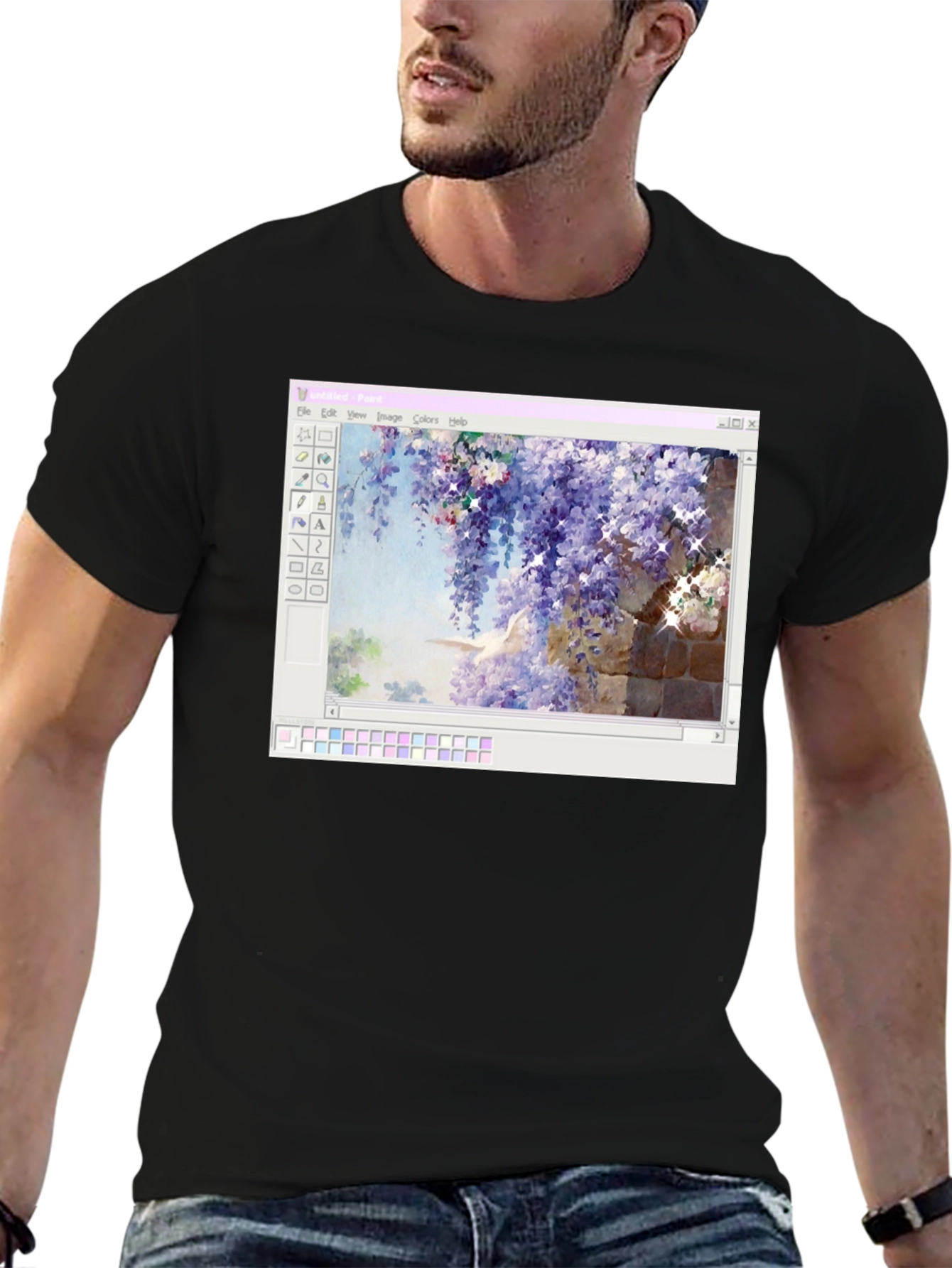Windows Paint Wisteria Black T-Shirt