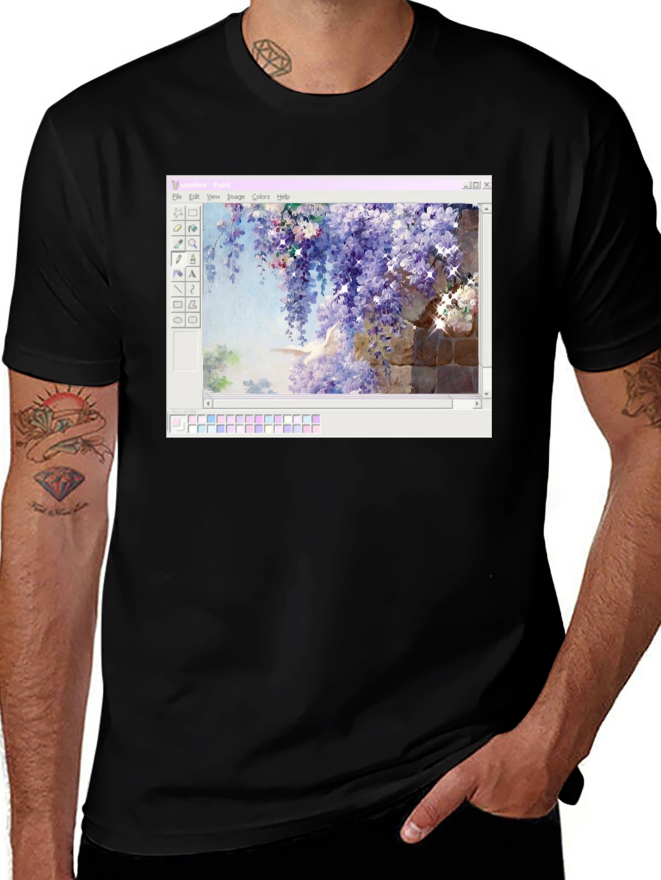 Windows Paint Wisteria Black T-Shirt