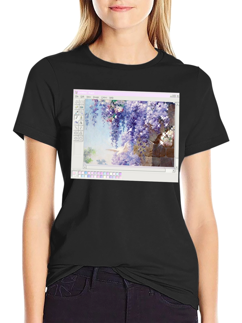 Windows Paint Wisteria Black T-Shirt