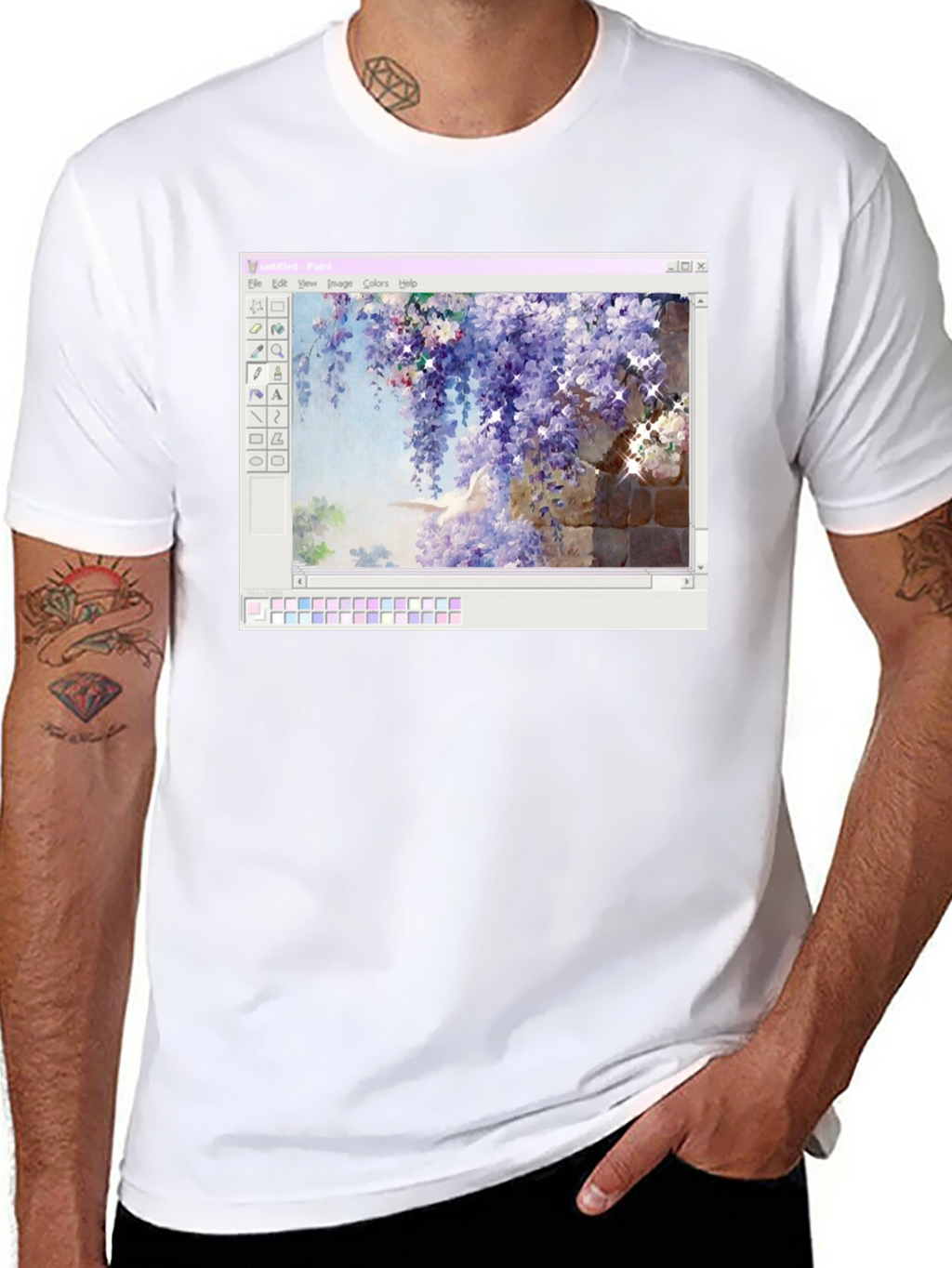 Windows Paint Wisteria Black T-Shirt