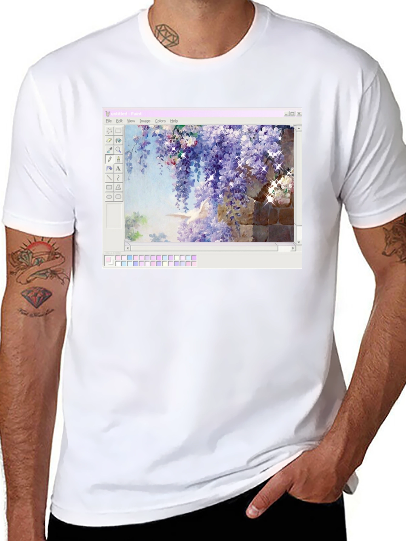 Windows Paint Wisteria Black T-Shirt