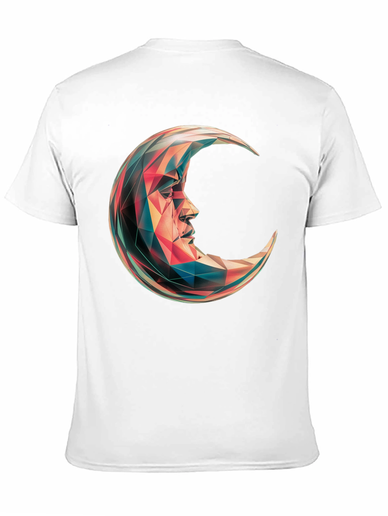 Geometric Crescent Moon Graphic T-Shirt - Black