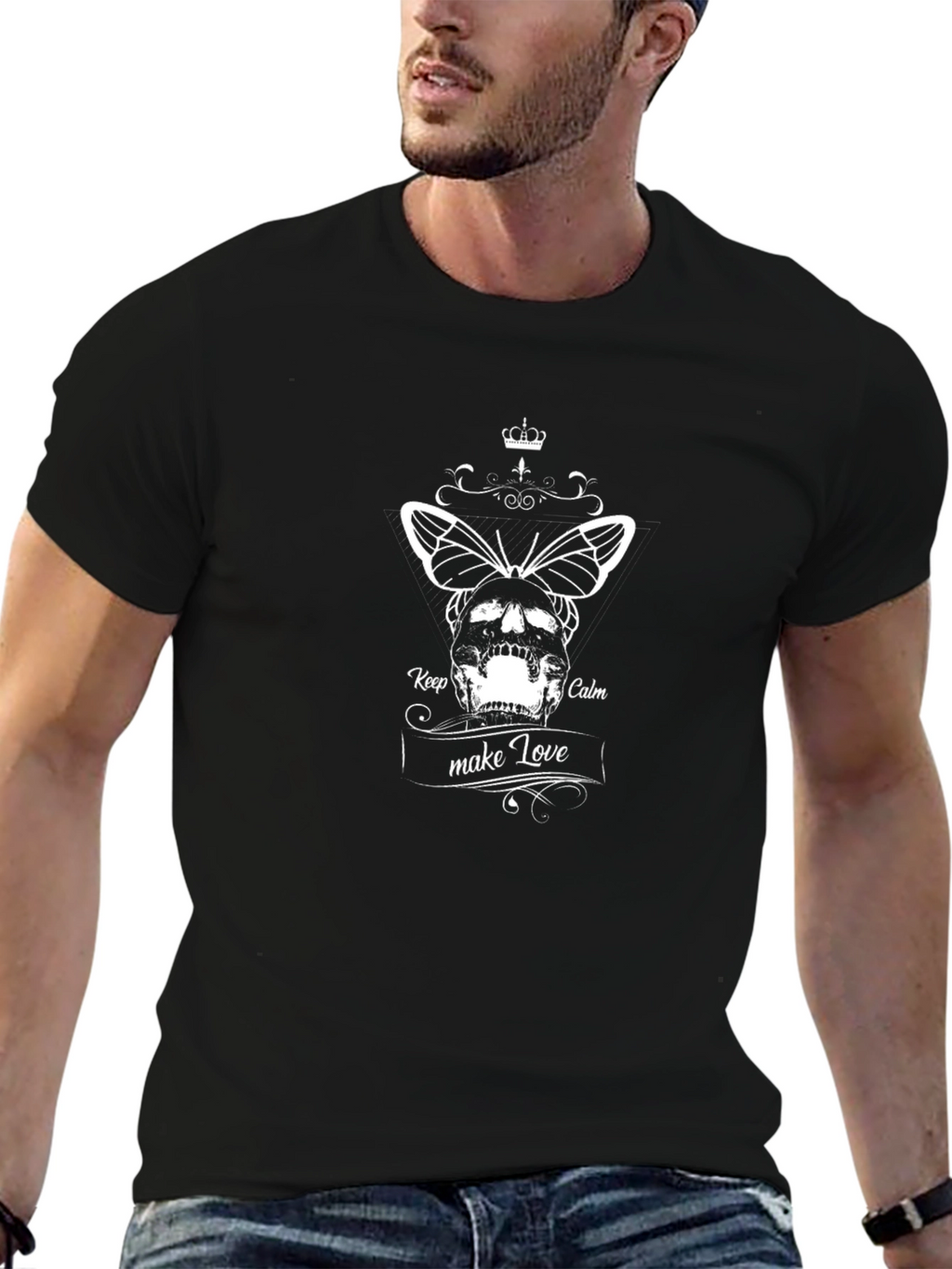 Skull & Butterfly Graphic Black Tee