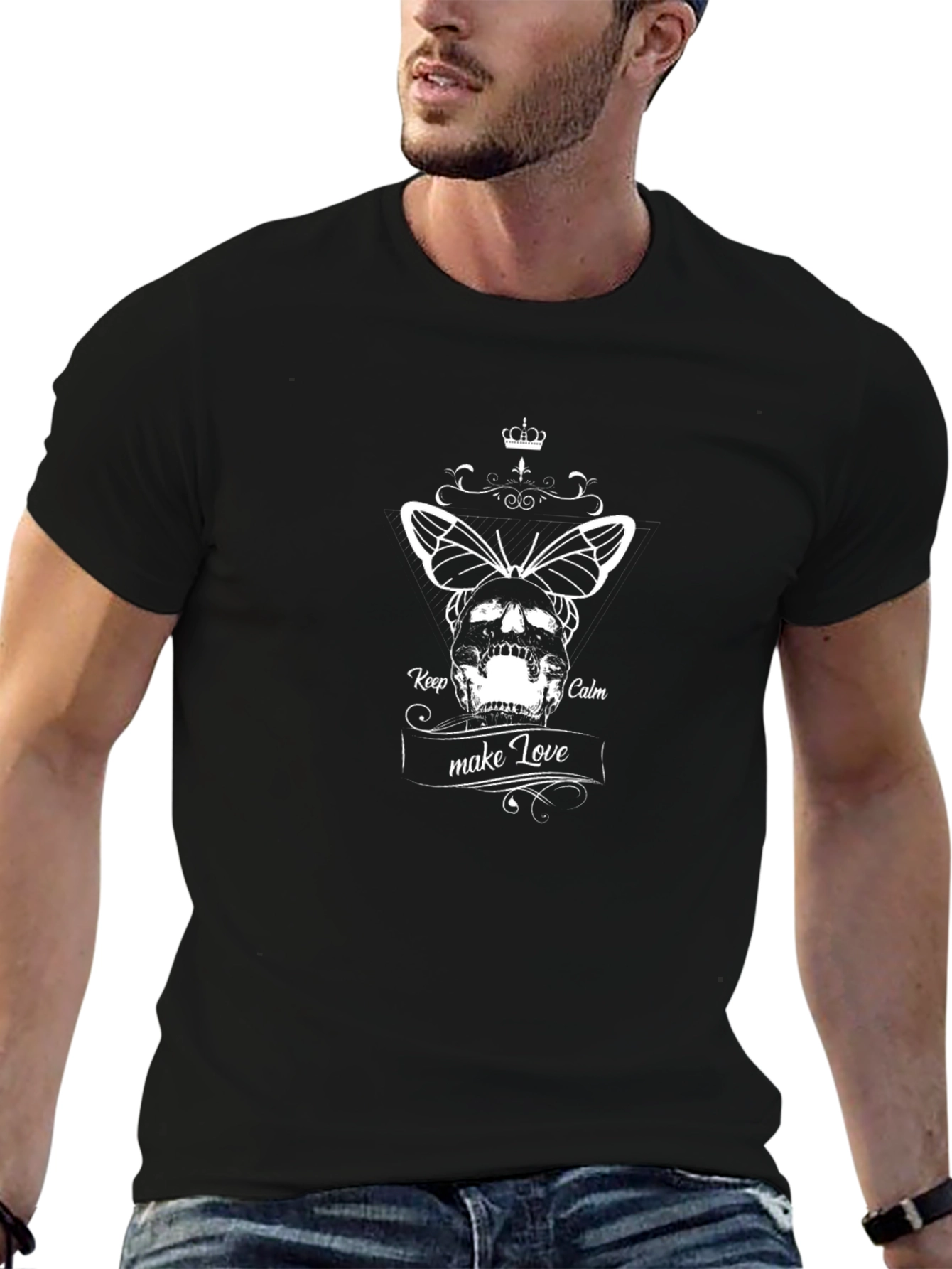 Skull & Butterfly Graphic Black Tee