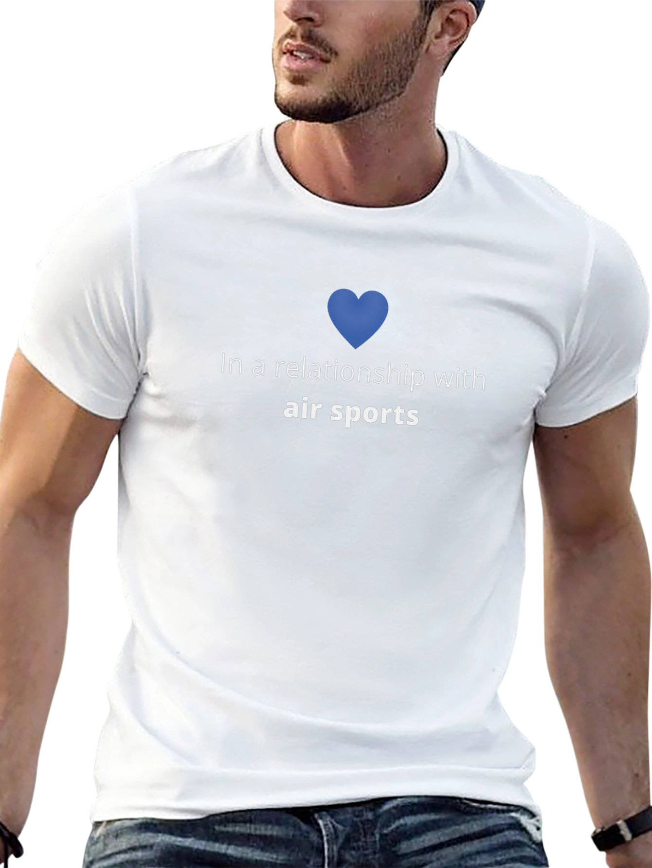 Air Sports Relationship T-Shirt - Blue Heart Design