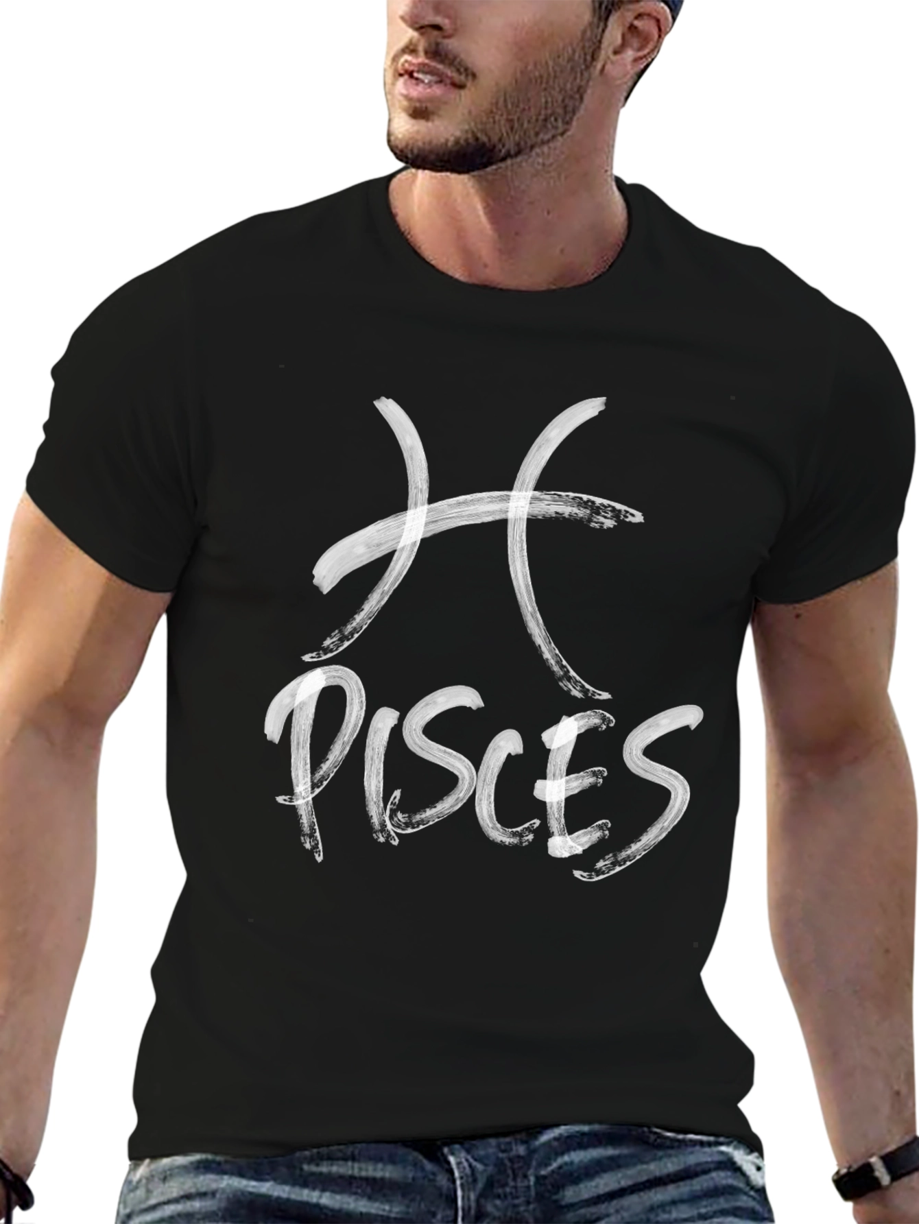 Pisces Zodiac Sign T-Shirt - Black Graphic Tee