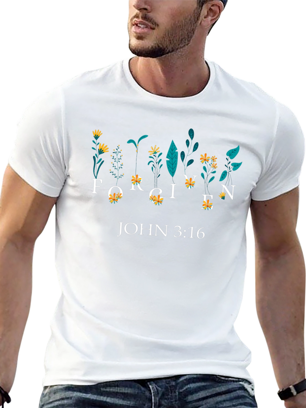 Forgiven John 3:16 Floral Graphic Tee