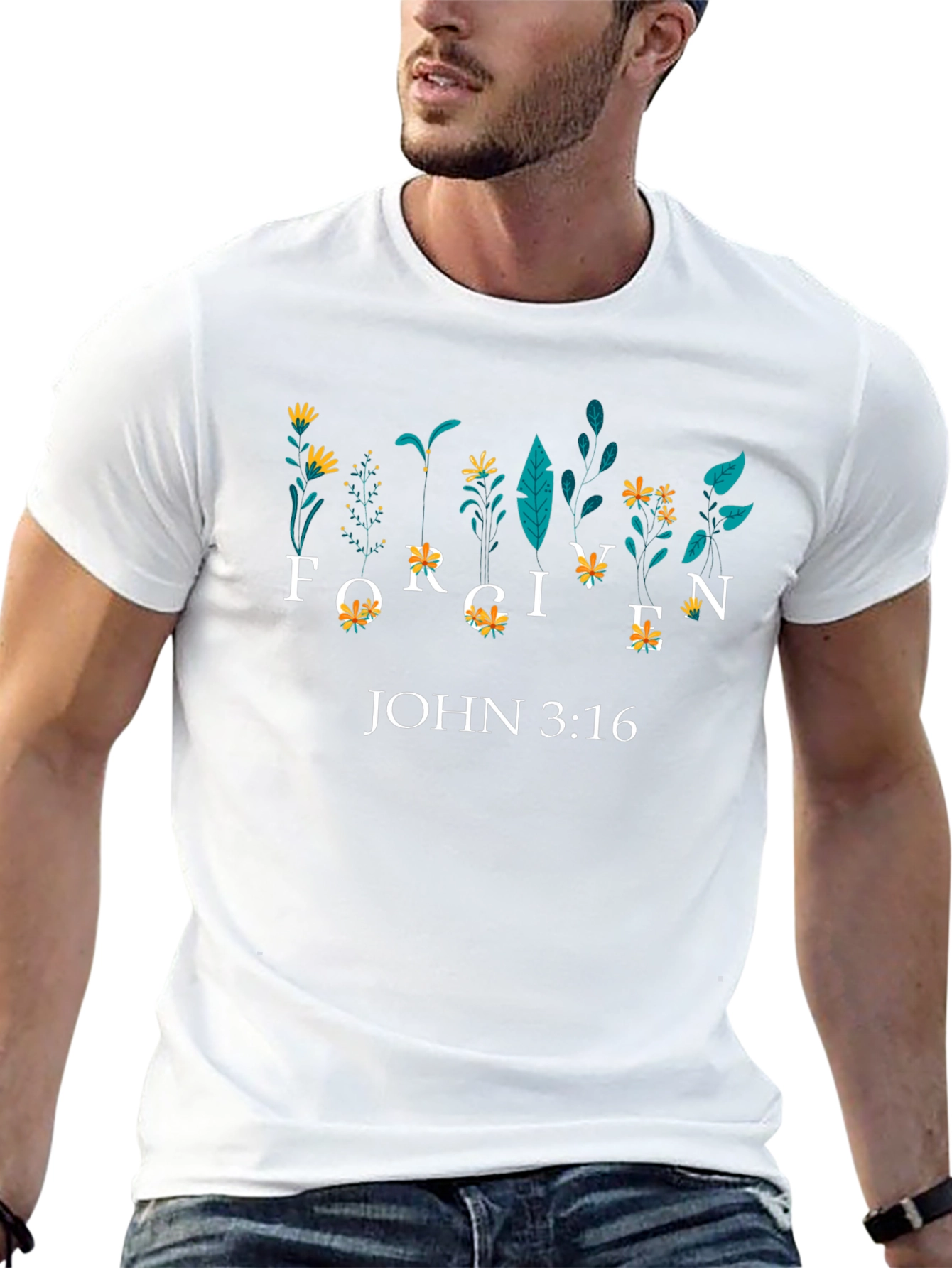Forgiven John 3:16 Floral Graphic Tee