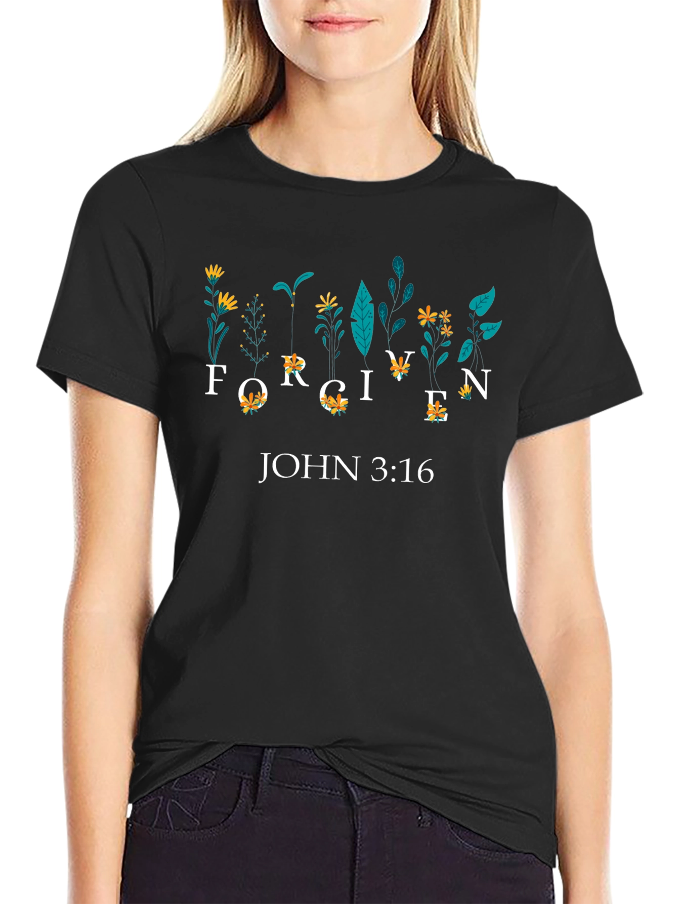 Forgiven John 3:16 Floral Graphic Tee