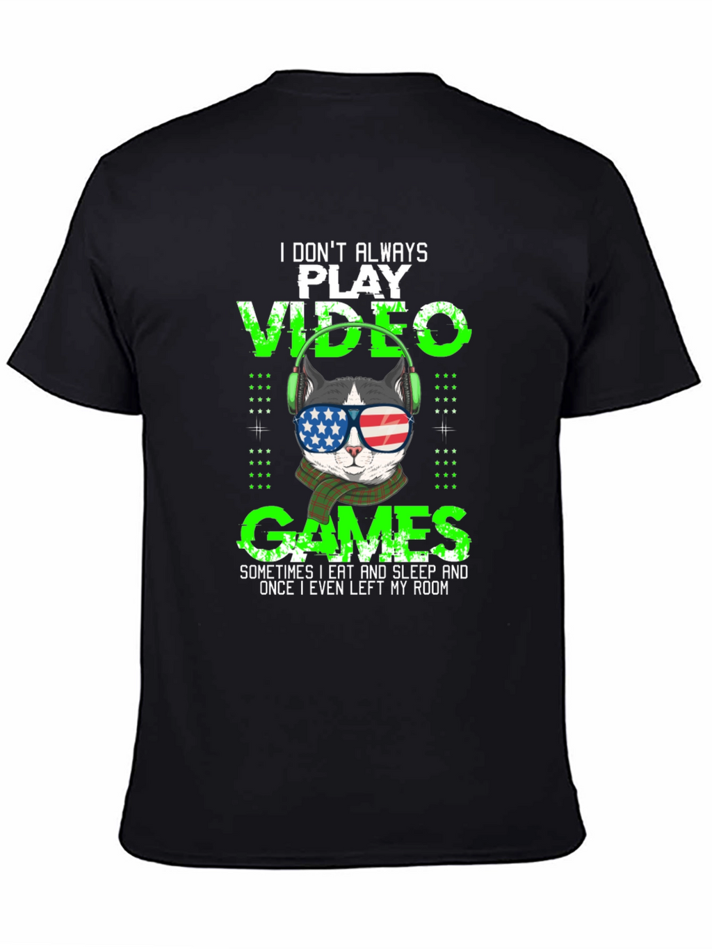 Gamer Cat T-Shirt - American Flag Sunglasses